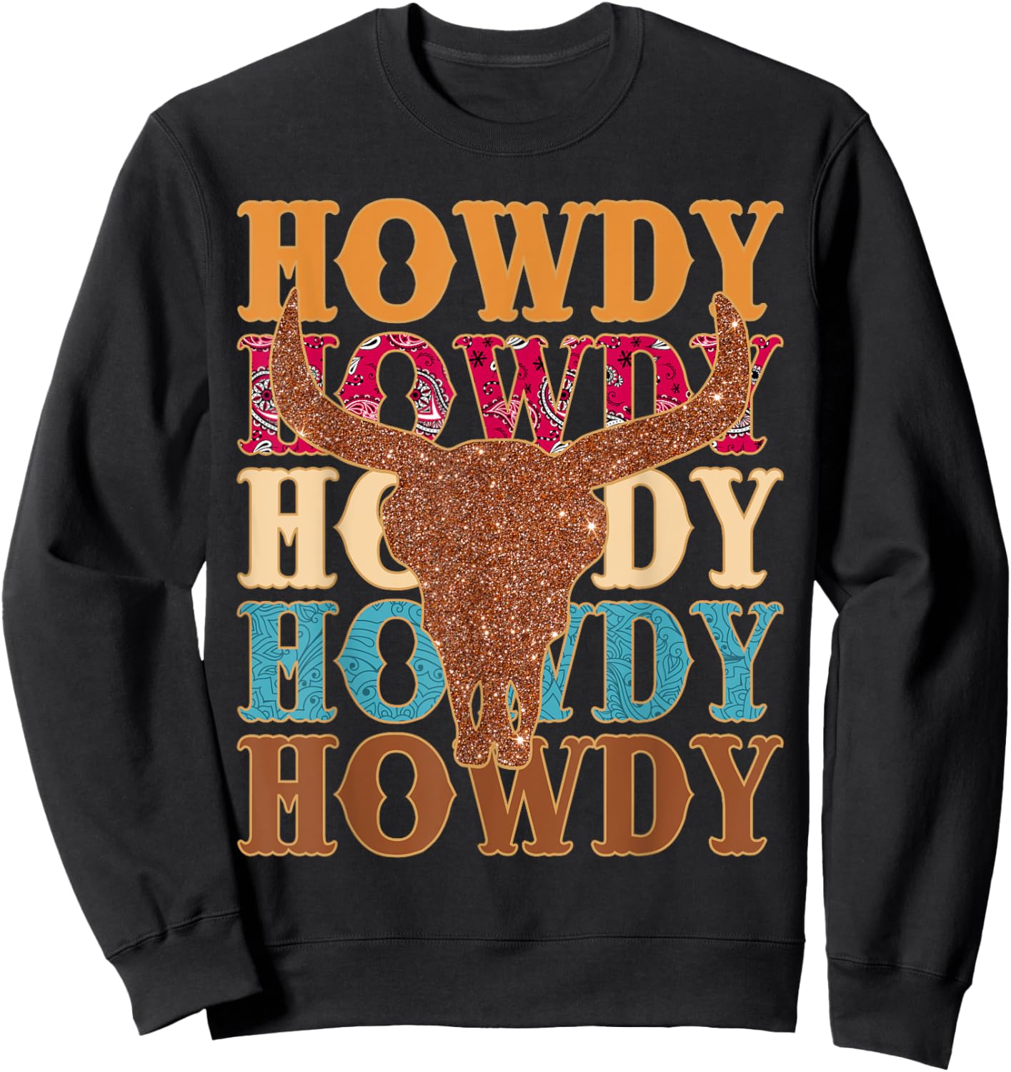 Howdy Rodeo Western Country Southern Cowgirl Vintage Sweatshirt - Sweatshirt | Black