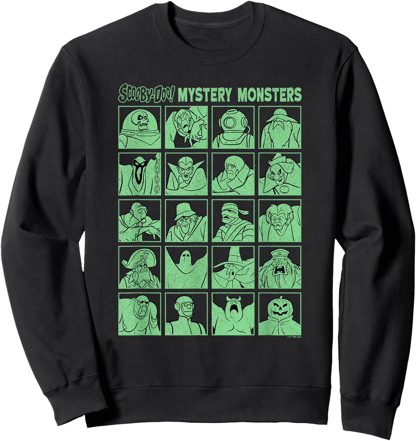 Scooby-Doo Mystery Monsters Group Shot Panels Numerous Sweatshirt - Sweatshirt | Black