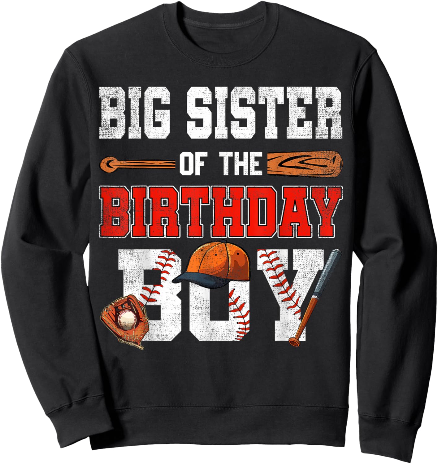 Big Sister Of The Birthday Boy Baseball Bday Family Sweatshirt - Sweatshirt | Black