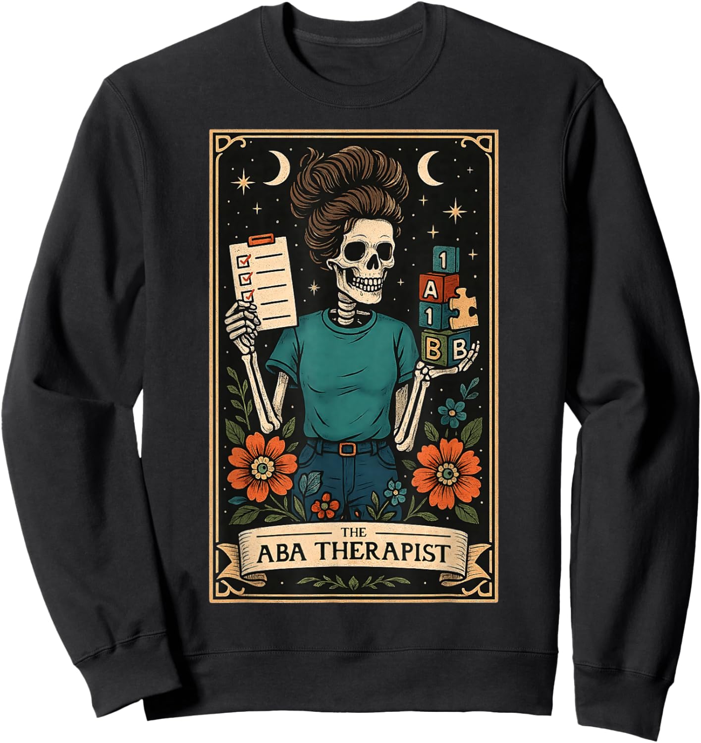 The ABA Therapist Behavior Analyst Behavior Analysis Tarot Sweatshirt - Sweatshirt | Black