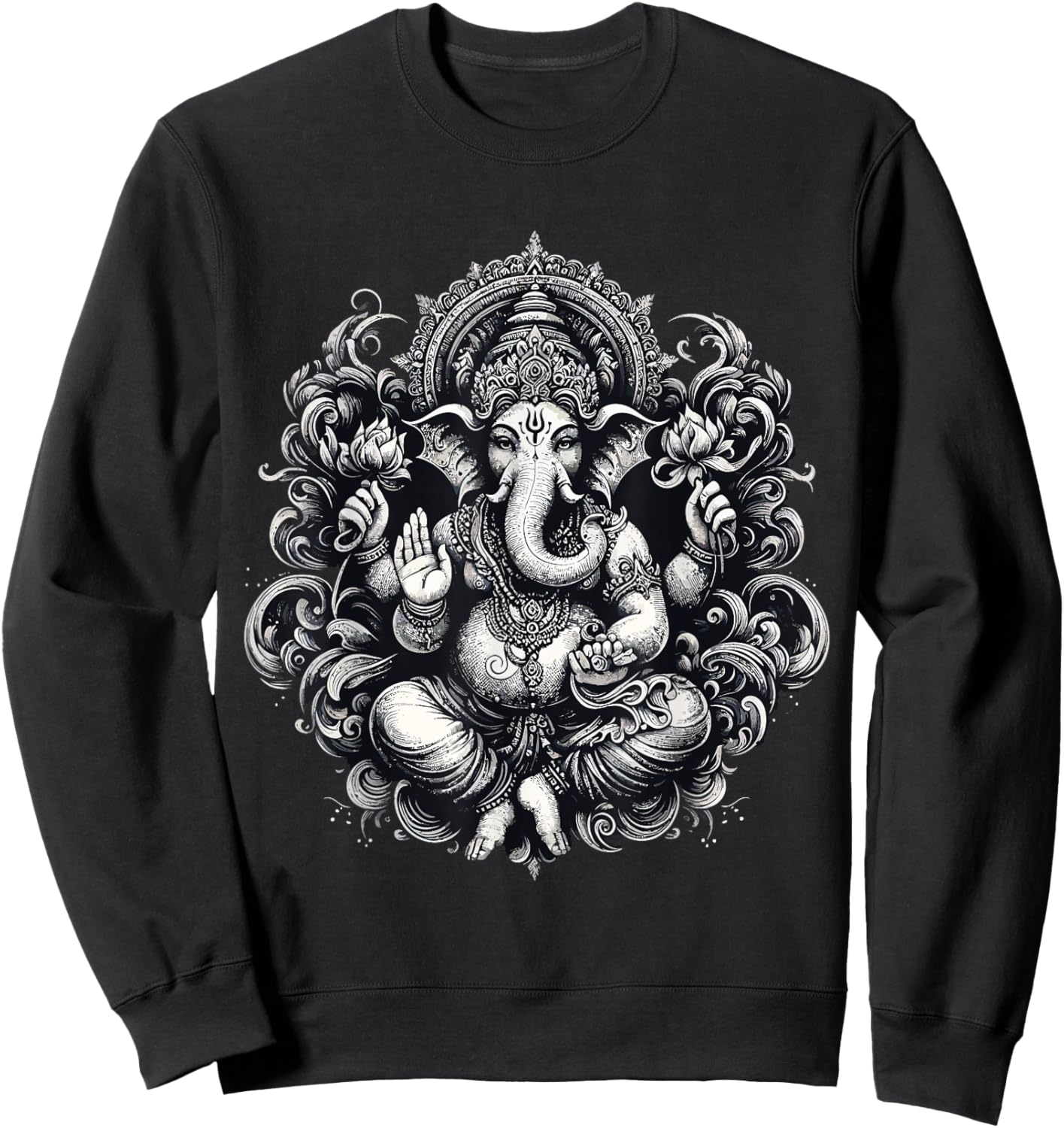 Ganesh Symbol Yoga Hindu Elephant God Ganesha Puja Sweatshirt - Sweatshirt | Black