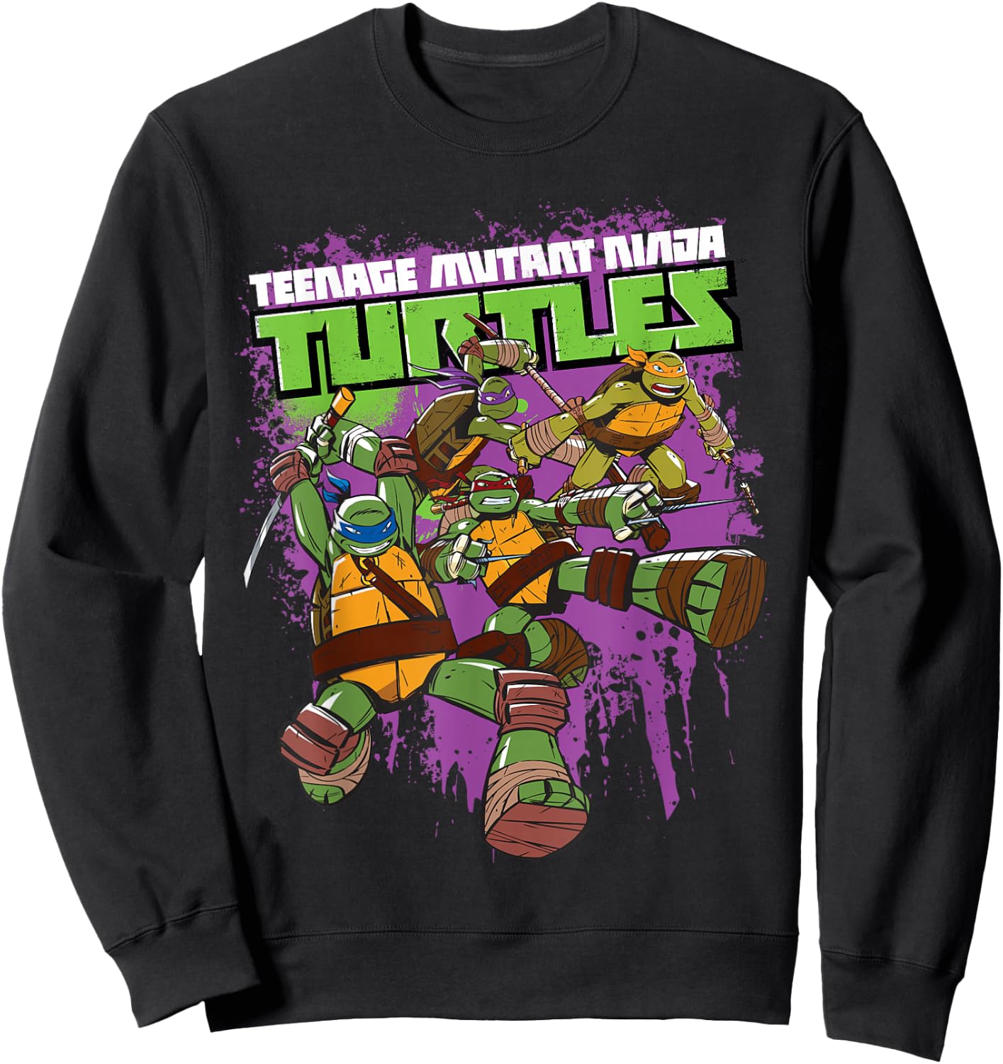 Teenage Mutant Ninja Turtles Purple Splatter Sweatshirt - Sweatshirt | Black