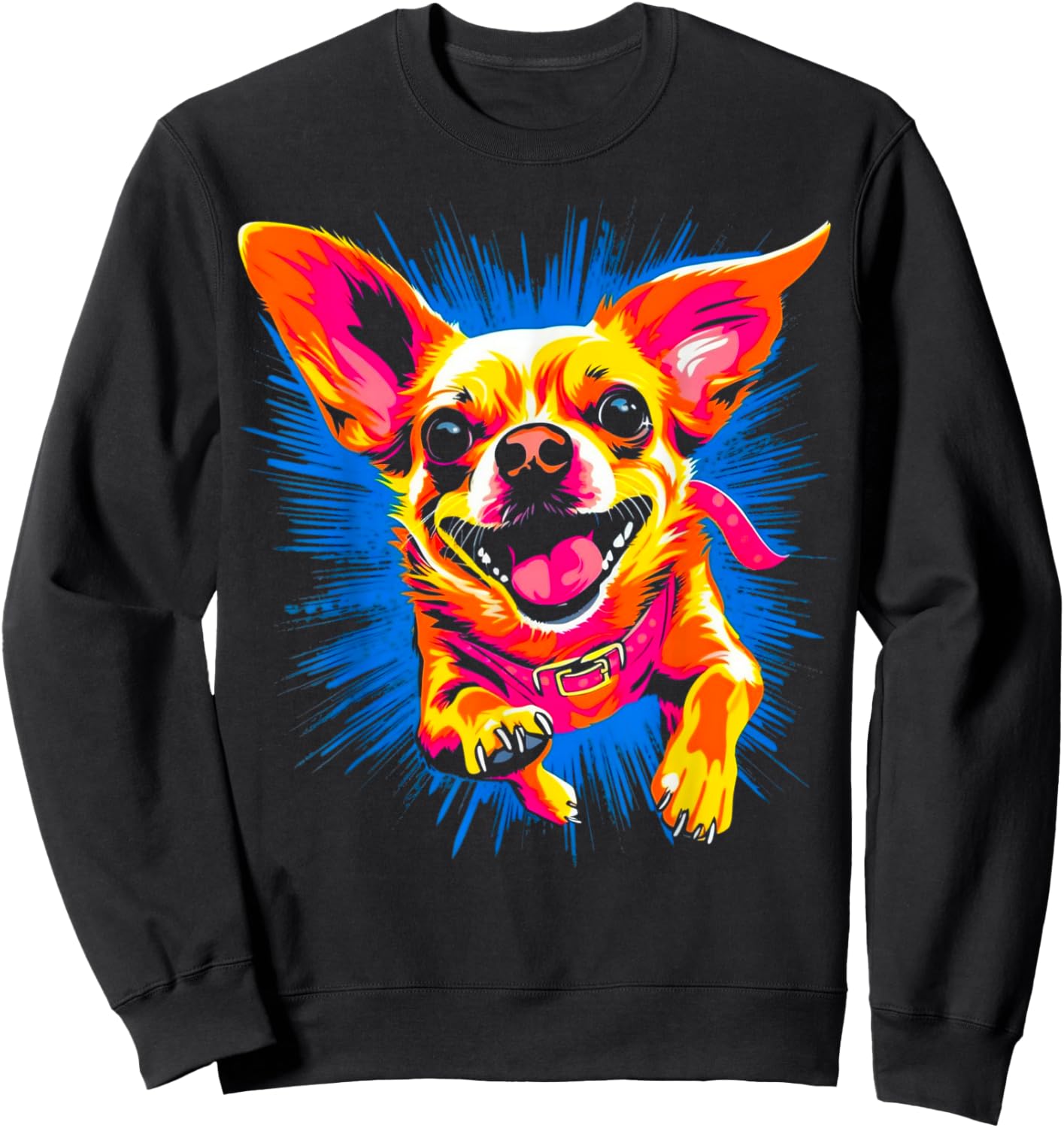Happy Chihuahua Dog Men Women Sweatshirt - Sweatshirt | Black