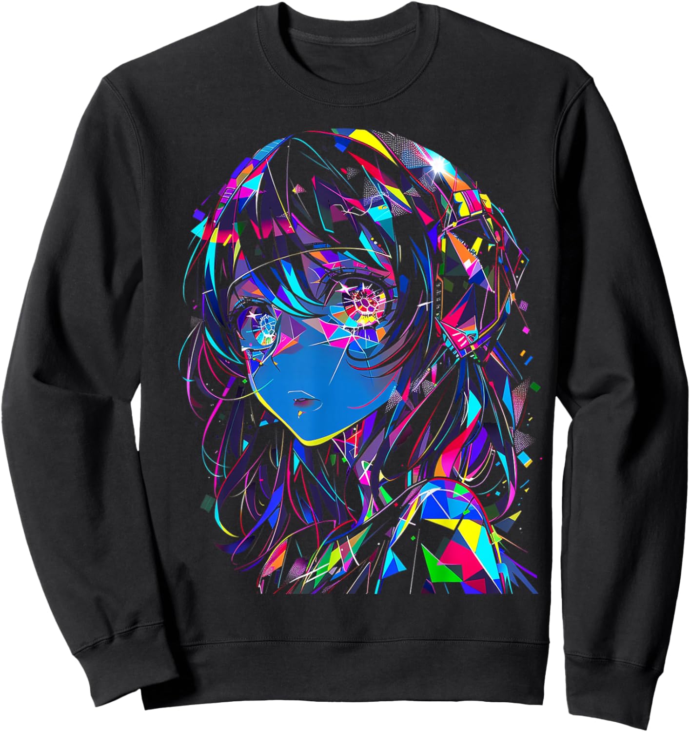 Anime Manga Graphic Colorful Artwork Anime Sweatshirt - Sweatshirt | Black