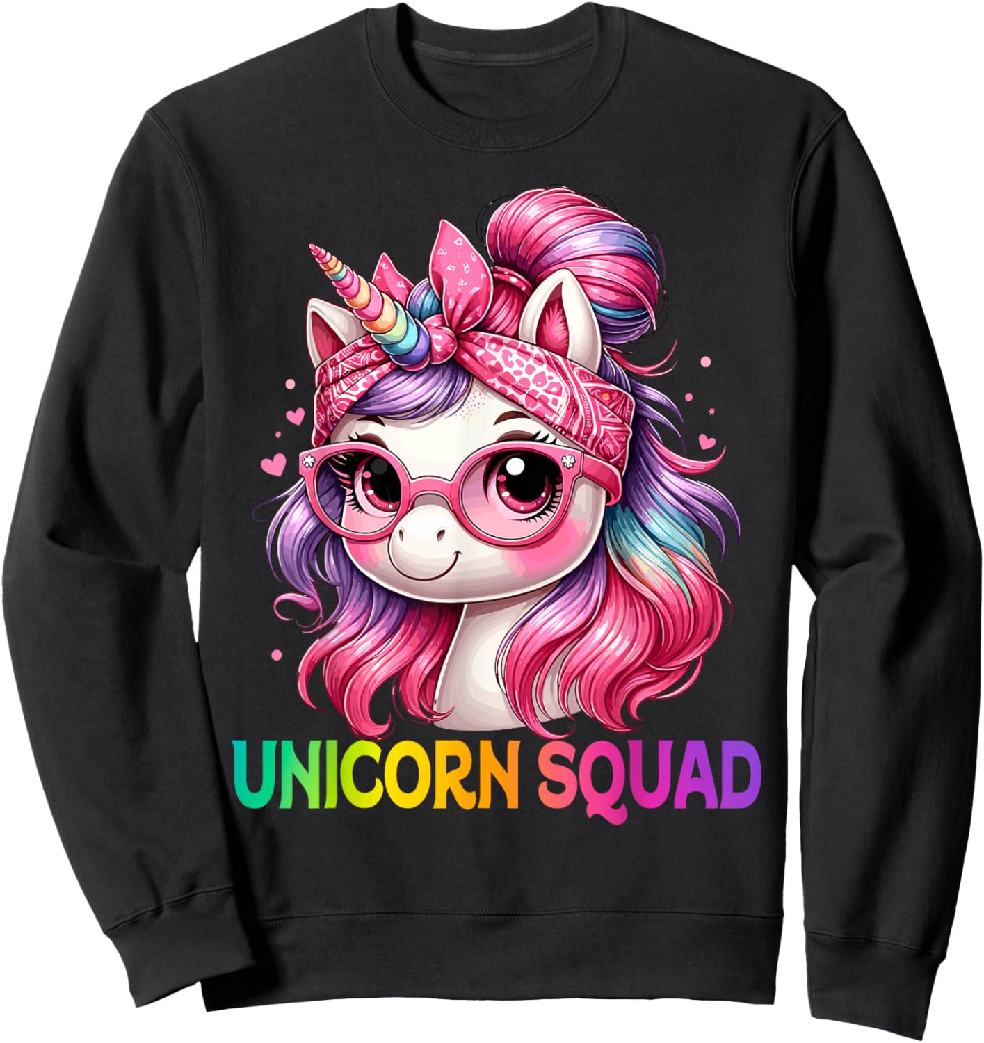 Unicorn Squad - Graceful Unicorn with leopard Bandana Sweatshirt - Sweatshirt | Black