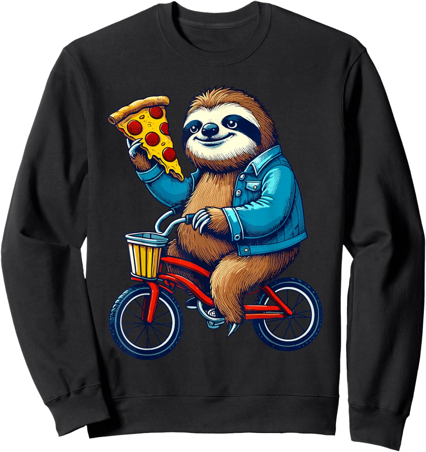 Sloth Riding a Bicycle Eating Pizza Biker Biking Boys Kids Sweatshirt - Sweatshirt | Black