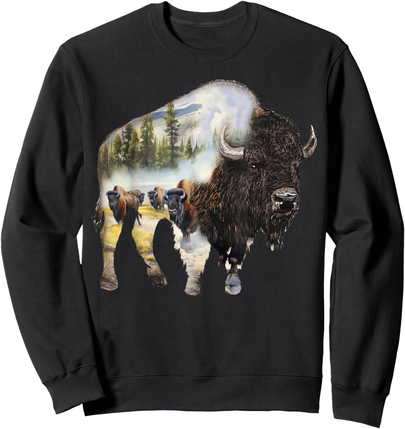 Bison Buffalo Beef Design Illustration Sweatshirt - Sweatshirt | Black