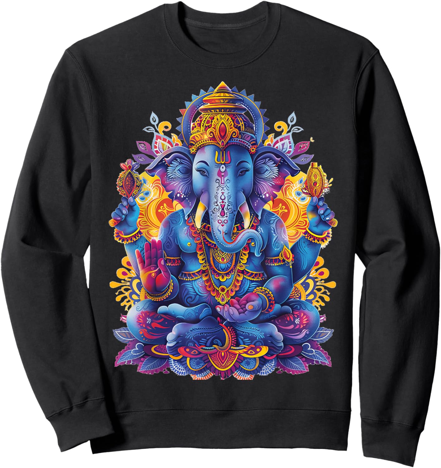 Ganesh spiritual hindu god elephant yoga meditation Sweatshirt - Sweatshirt | Black