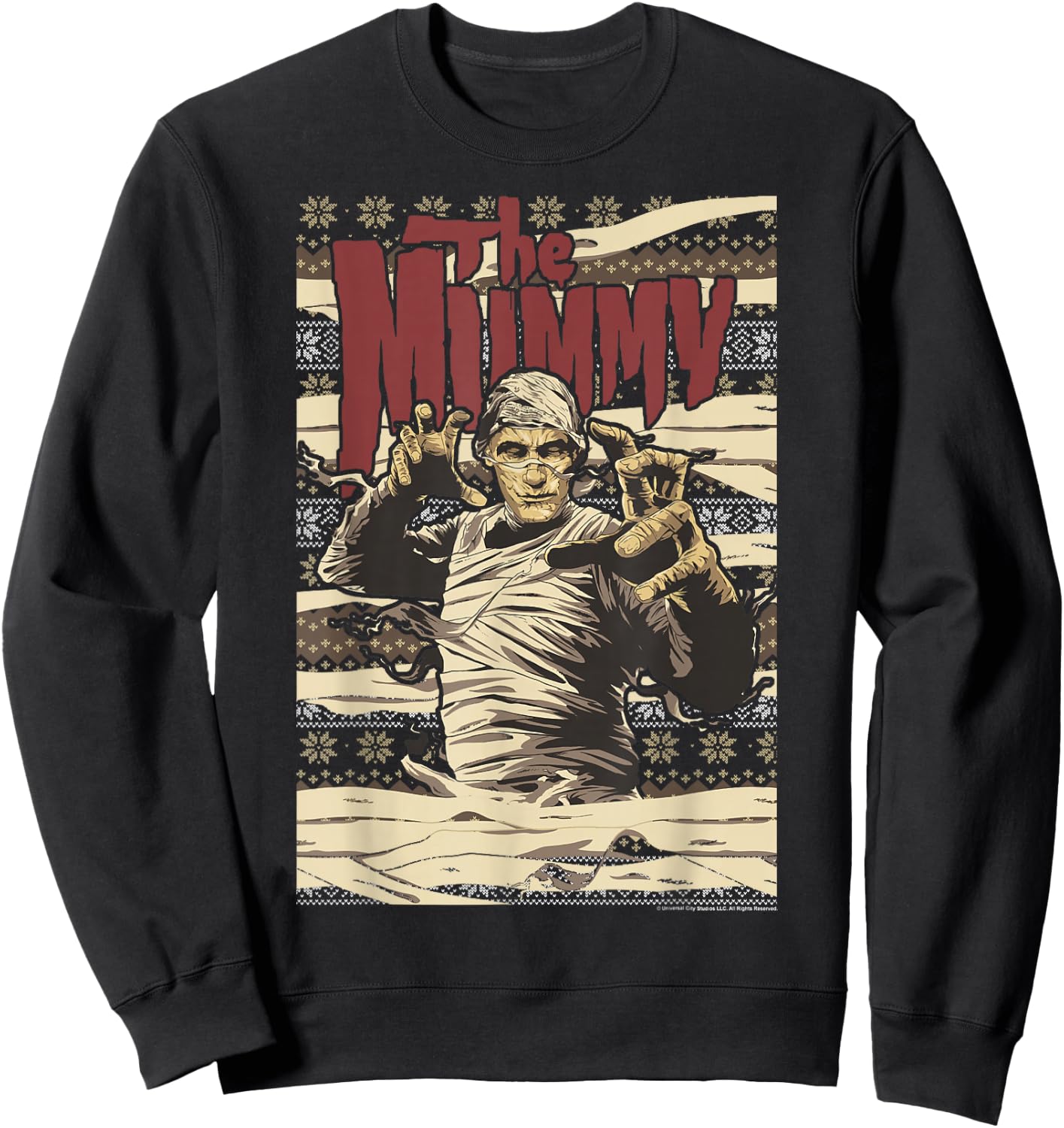 Universal Monsters Christmas The Mummy Ugly Sweater Sweatshirt - Sweatshirt | Black