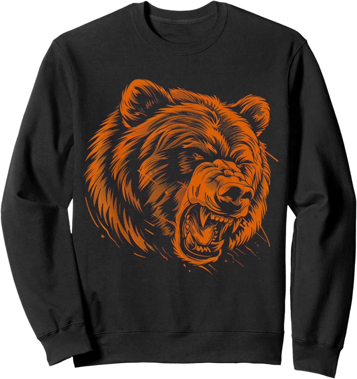 Angry Grizzly Bear Orange Sweatshirt - Sweatshirt | Black