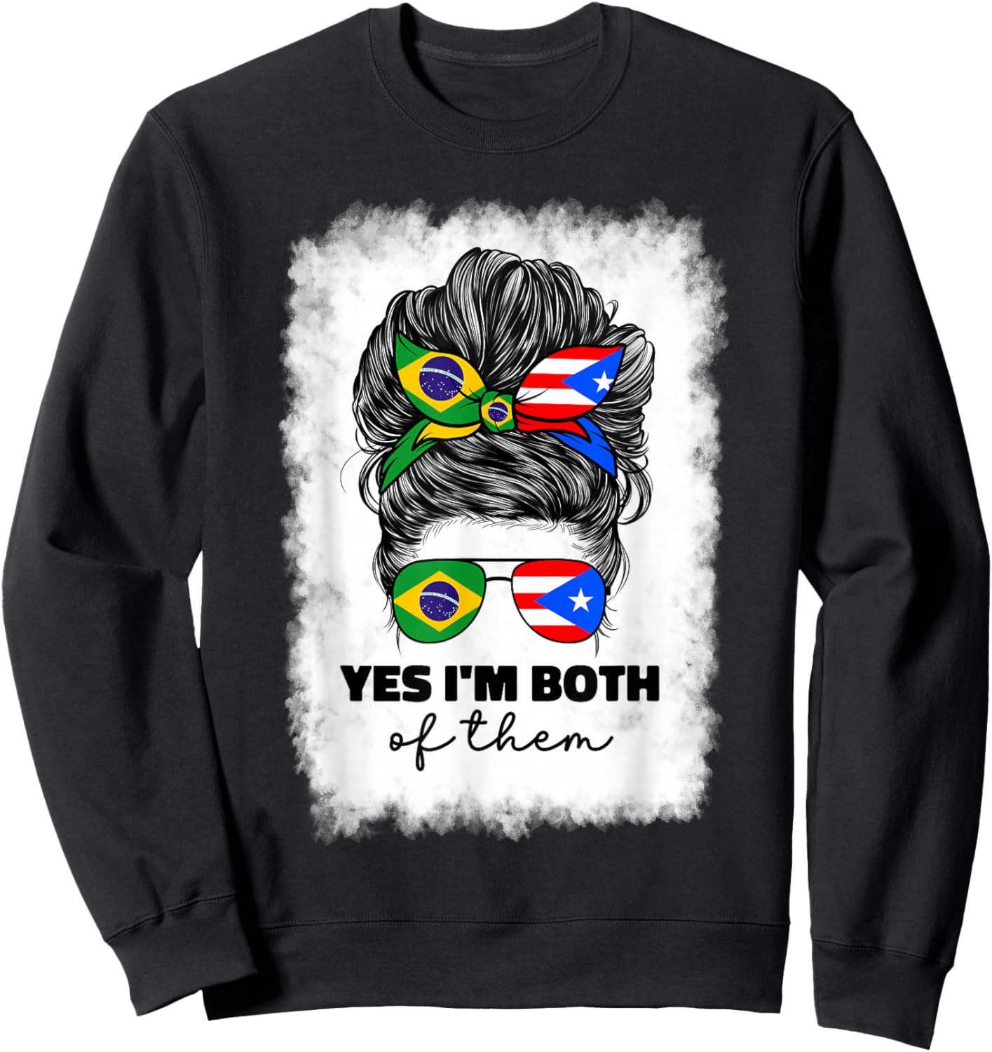 Half Brazilian And Puerto Rican Rico Brazil Flag Girl Women Sweatshirt - Sweatshirt | Black