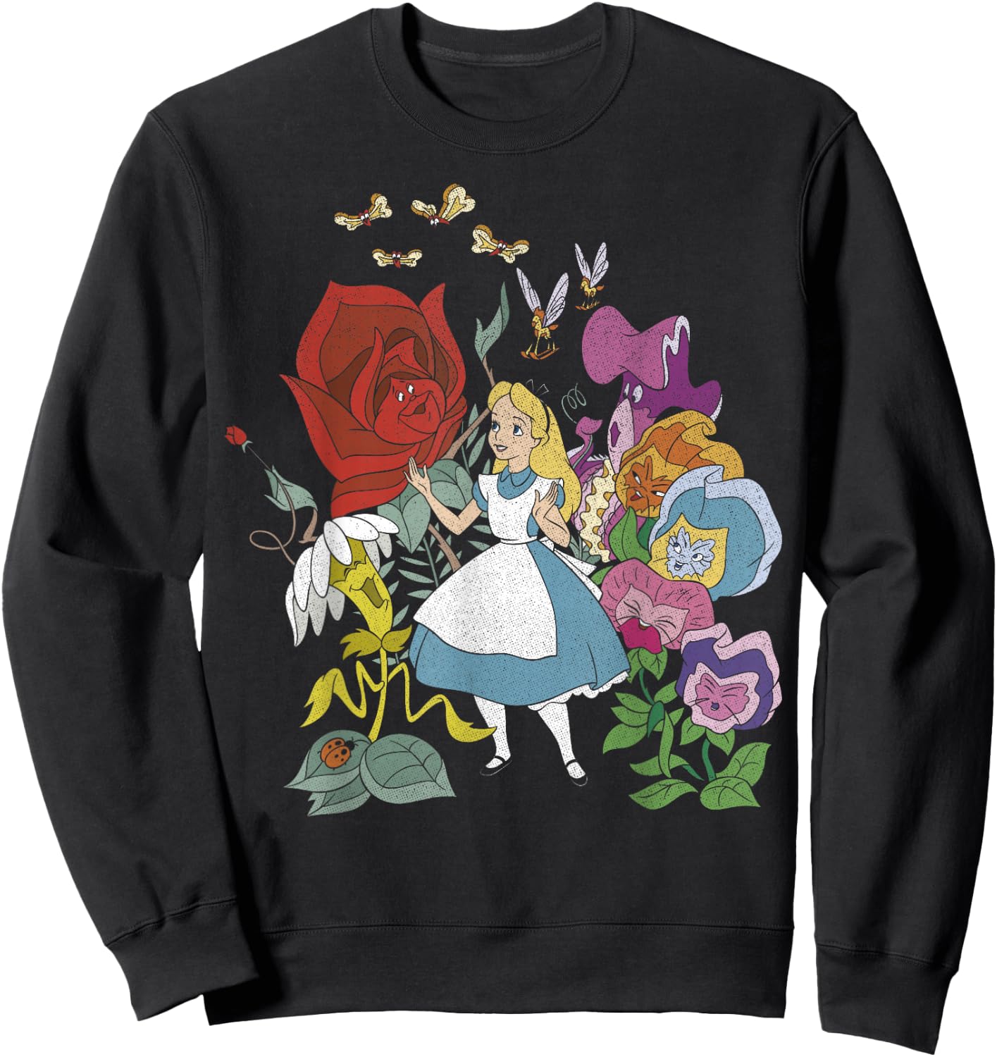 Disney Alice in Wonderland Alice in The Flowers Small Sweatshirt - Sweatshirt | Black