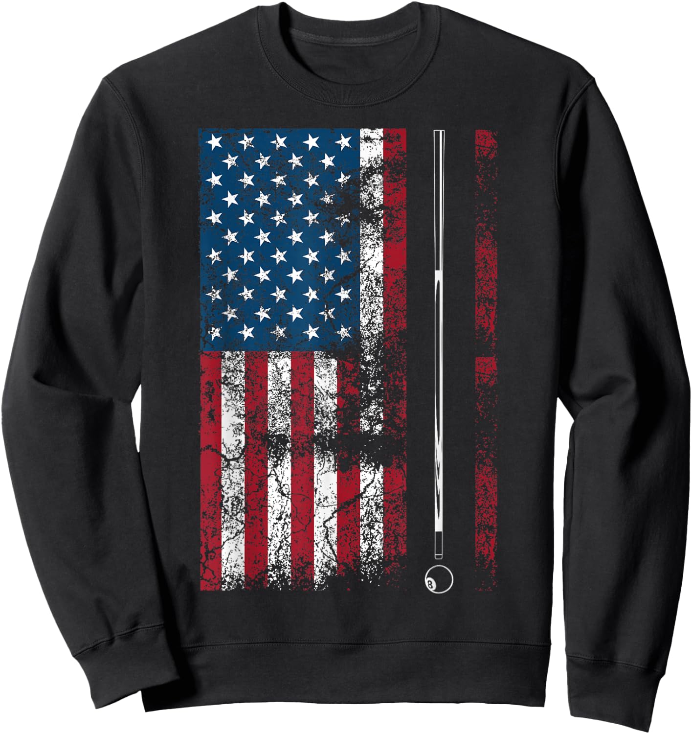American Flag Billiard Stick Cute Table Game Funny USA Gift Sweatshirt - Sweatshirt | Black