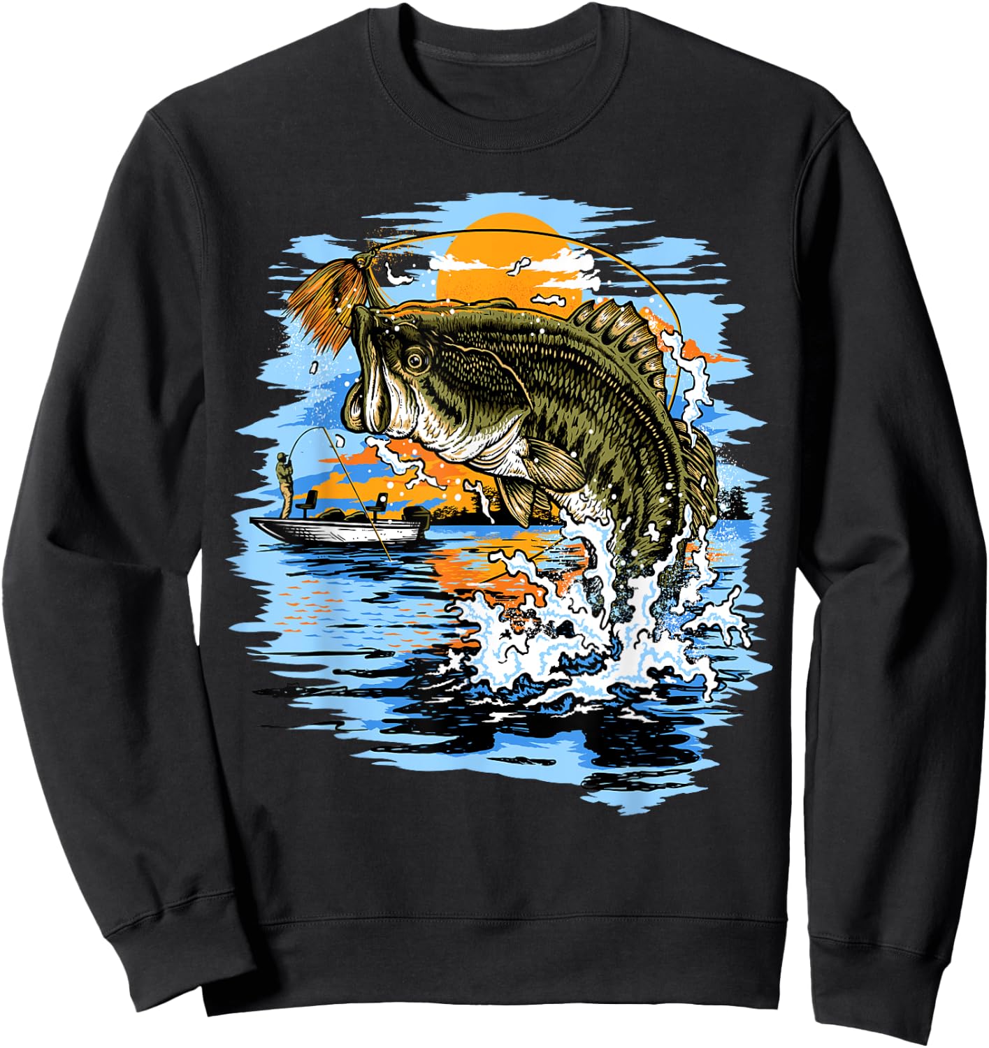 Large Mouth Bass Fishing Sweatshirt - Sweatshirt | Black