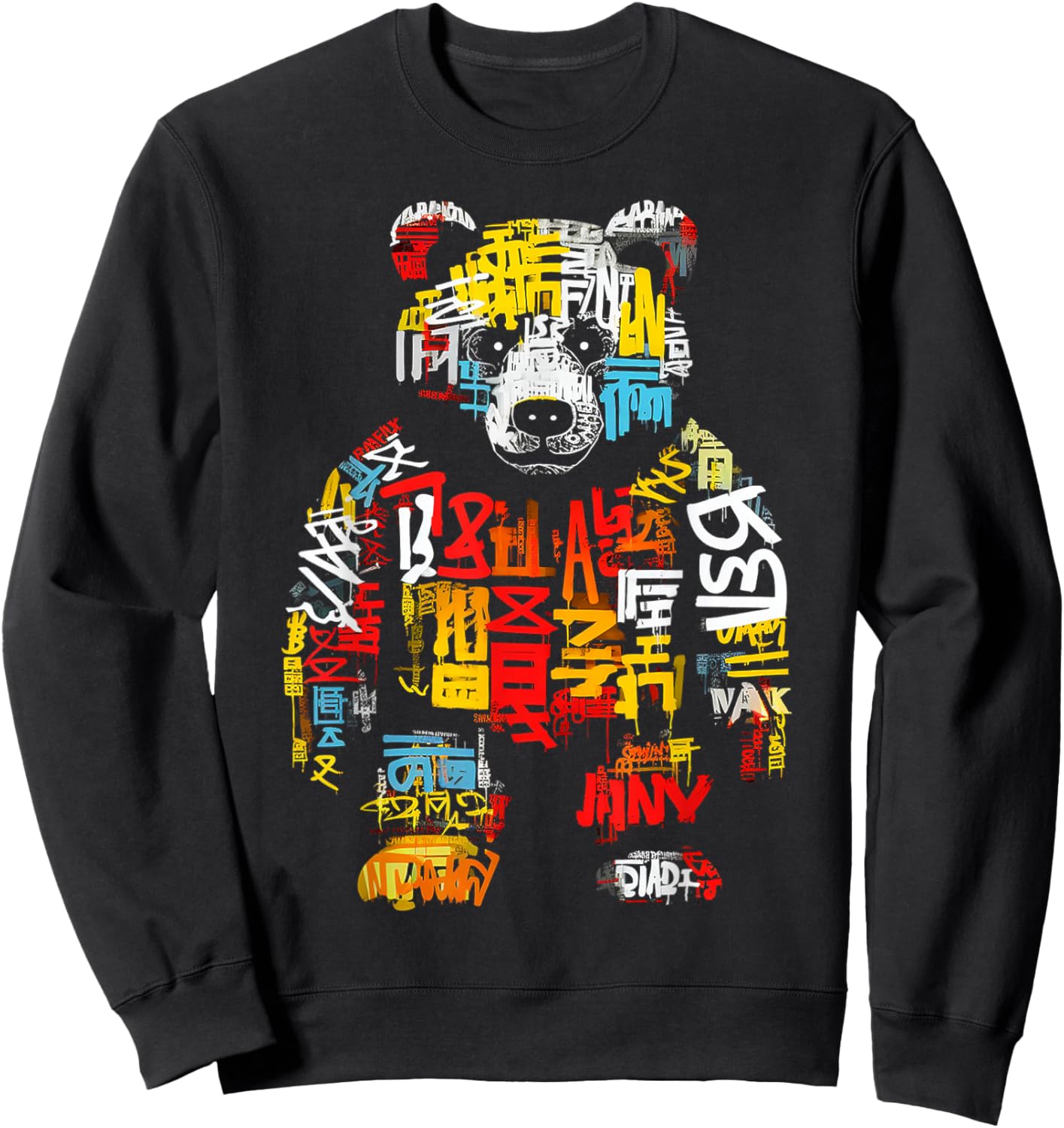 Bear Text Abstract Colorful Animal Art Bear Sweatshirt - Sweatshirt | Black