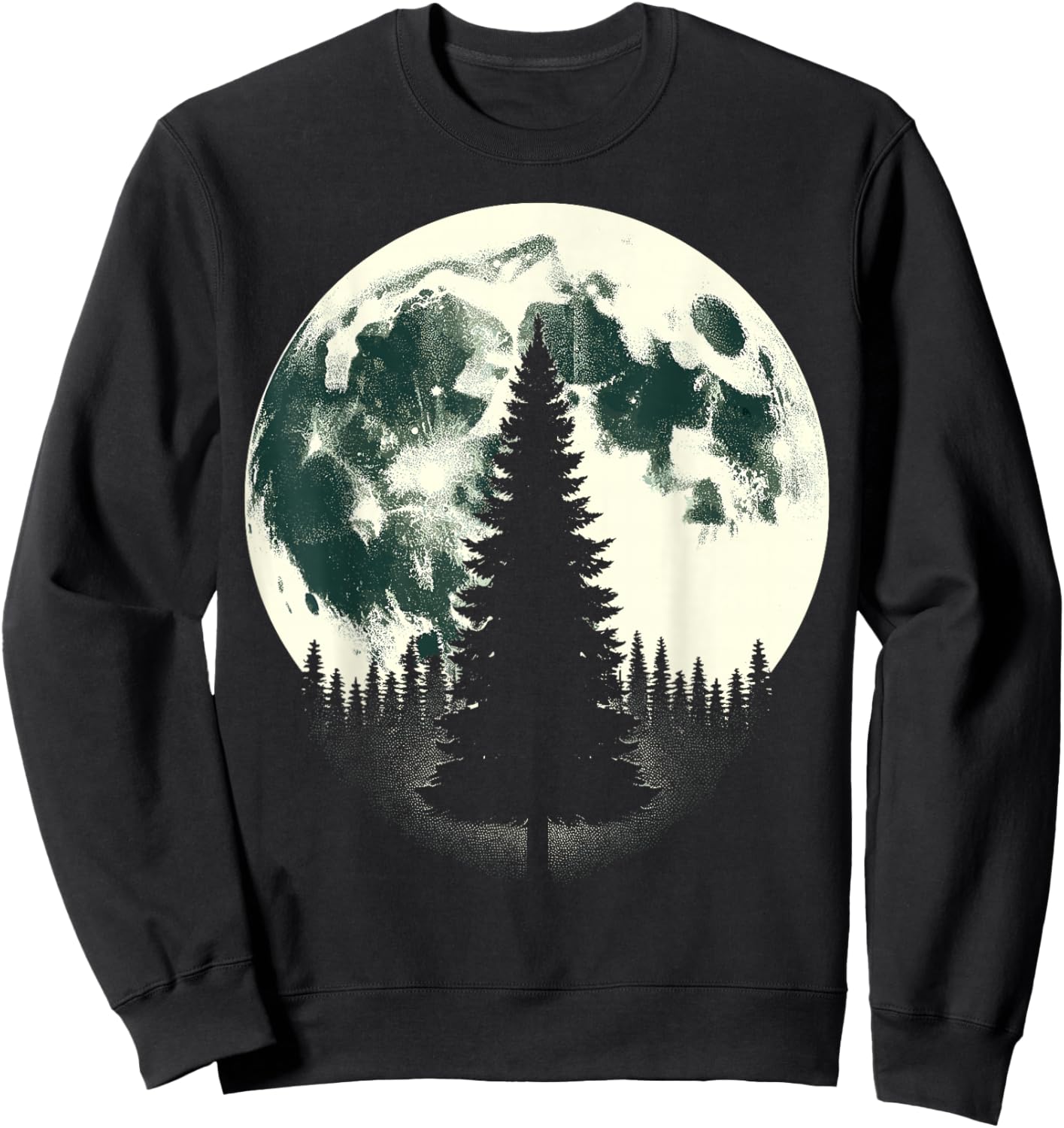 Moon Nature Forest Trees Outdoor Sweatshirt - Sweatshirt | Black