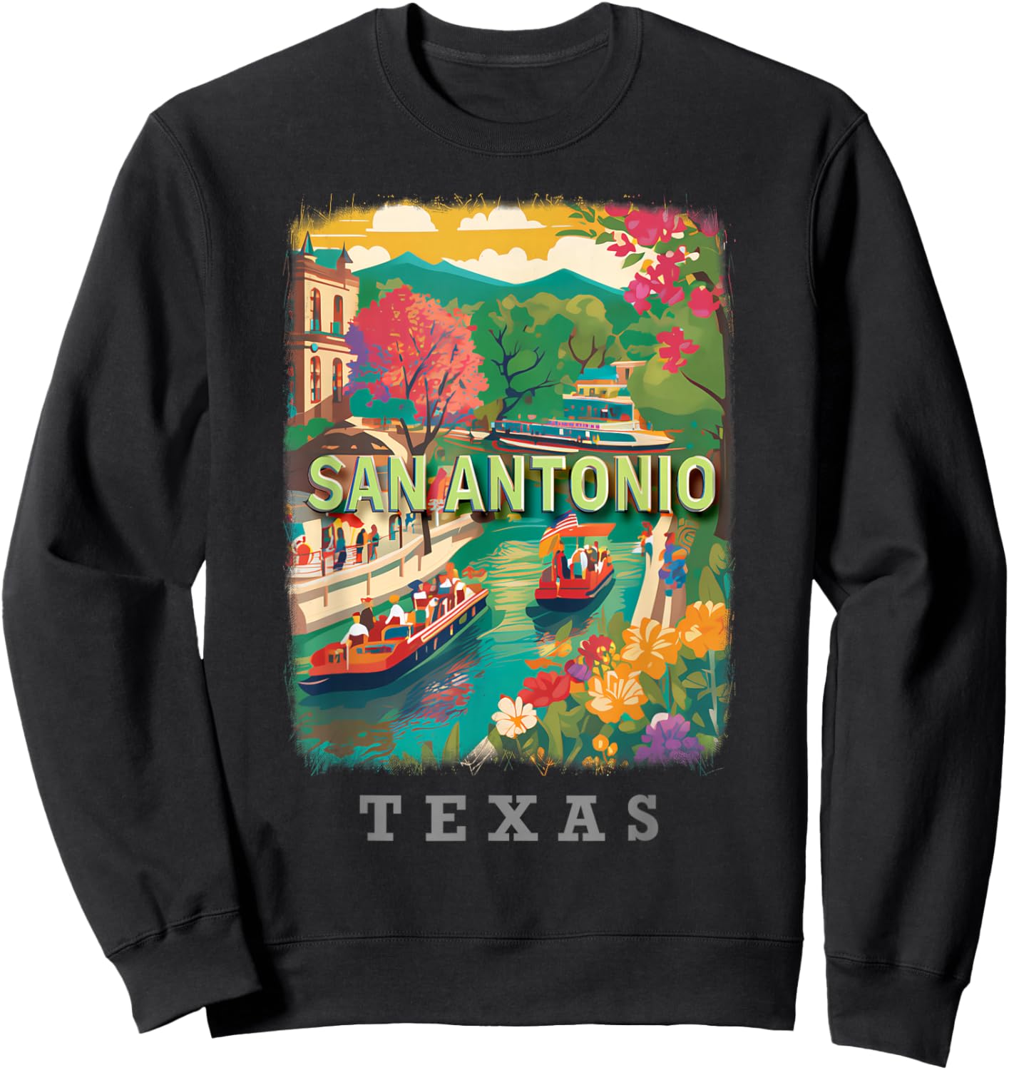 San Antonio Texas TX Riverwalk Delight SD789 Sweatshirt - Sweatshirt | Black