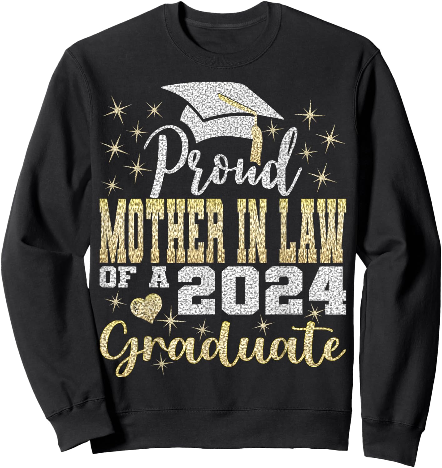 Super Proud Mother In Law of 2024 Graduate Awesome Family Sweatshirt - Sweatshirt | Black