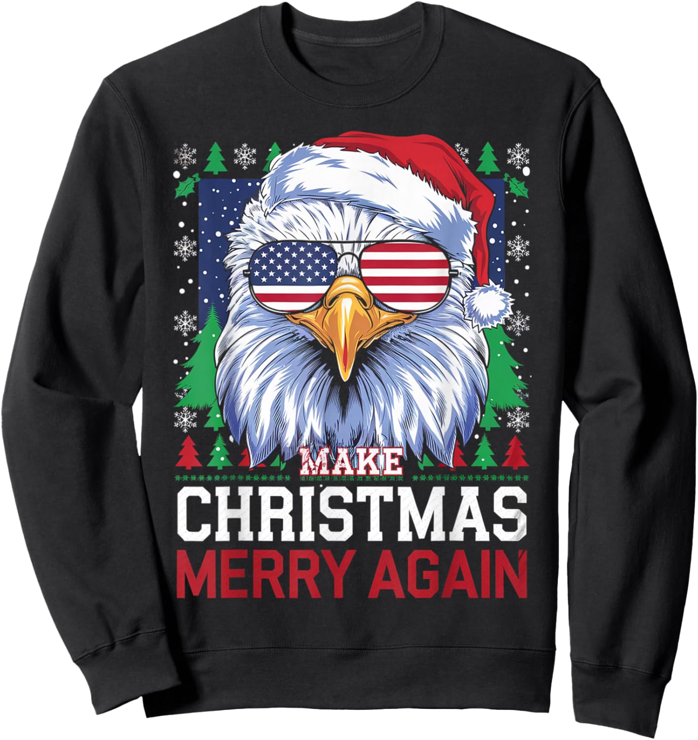 Funny Eagle Make Christmas Great Again Ugly Sweatshirt - Sweatshirt | Black