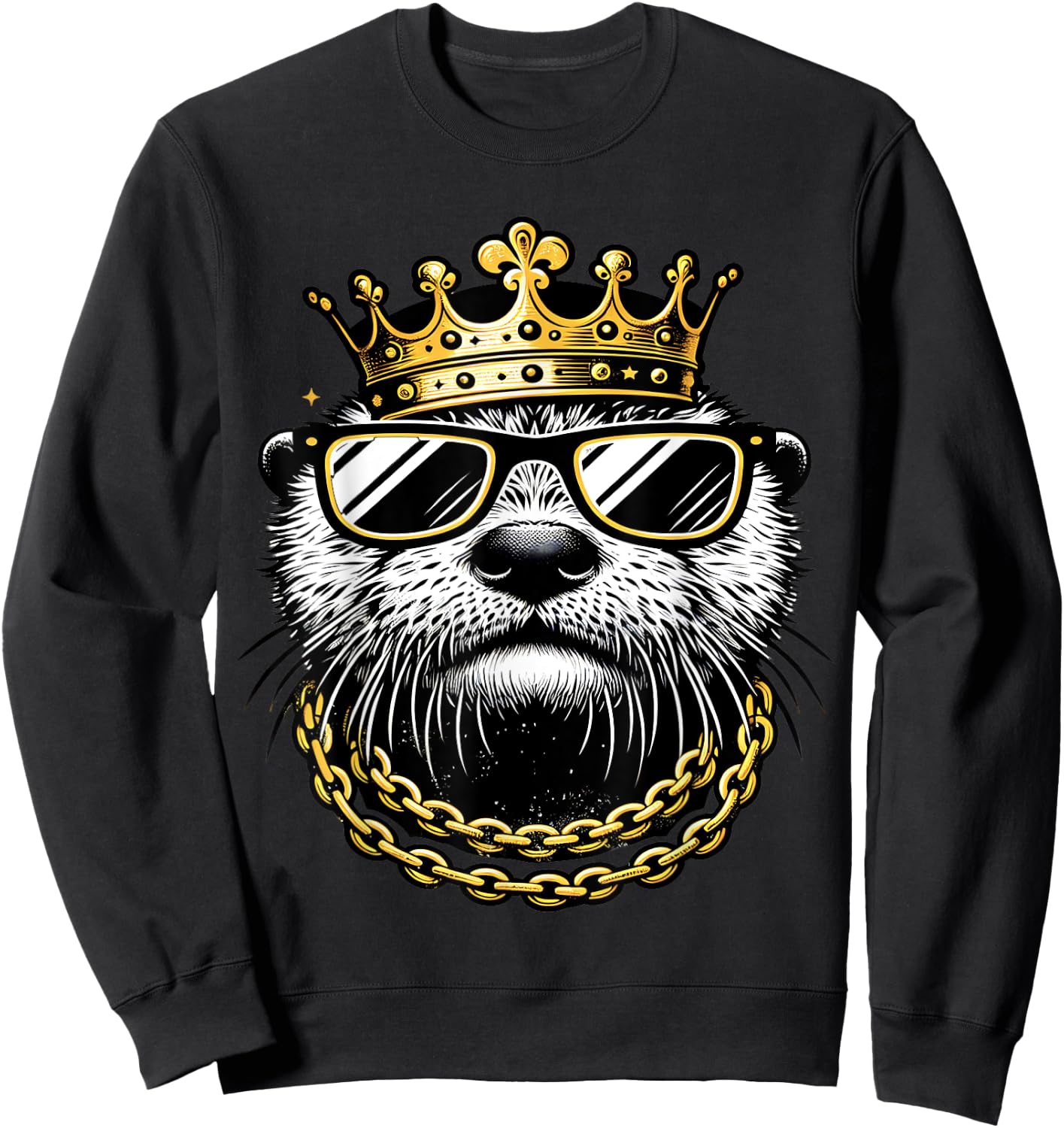 Otter King Cool Sea Otter Gangsta Sweatshirt - Sweatshirt | Black