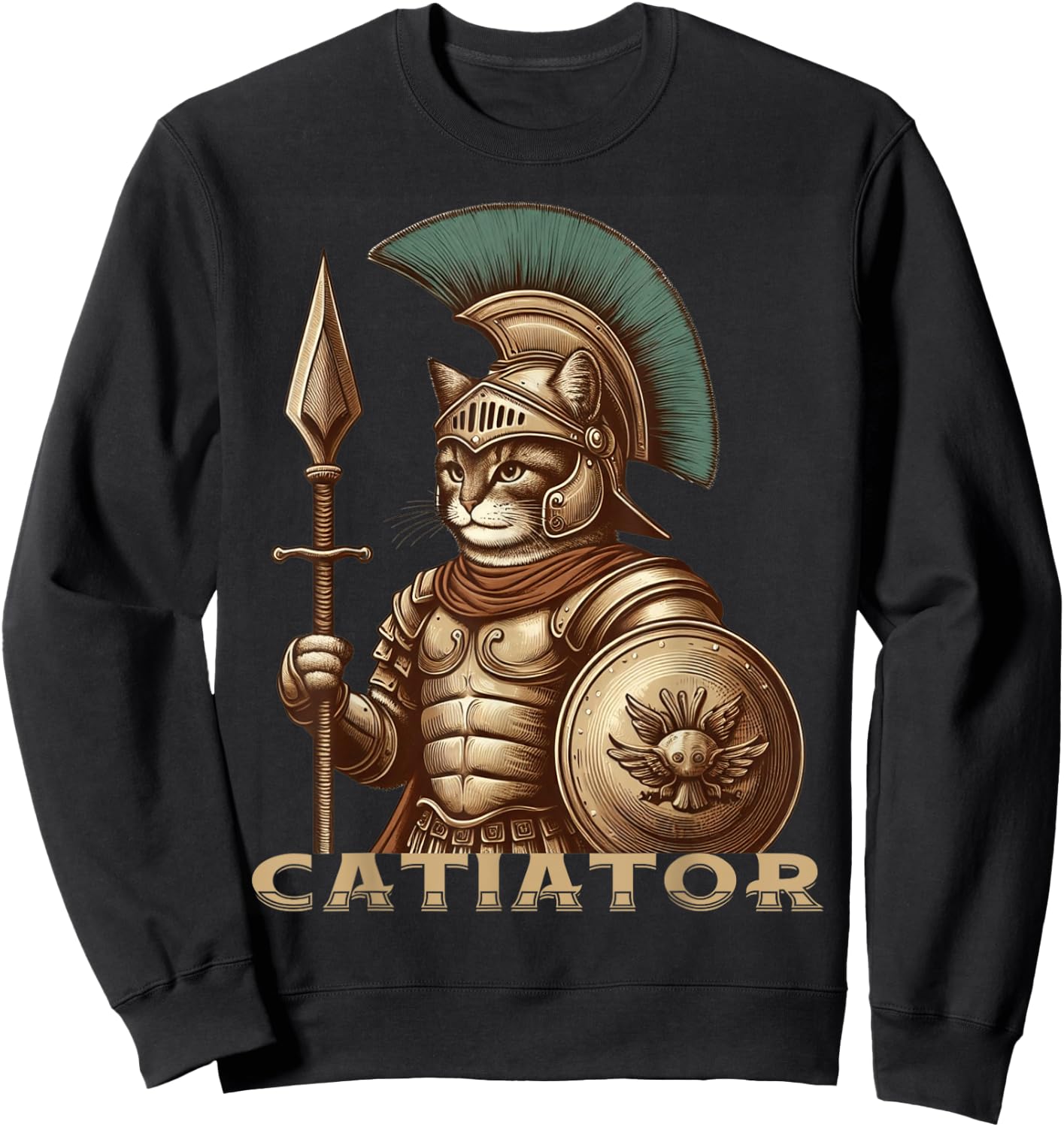 Cat Warrior Gladiator Cat Lovers Funny Cats Sweatshirt - Sweatshirt | Black