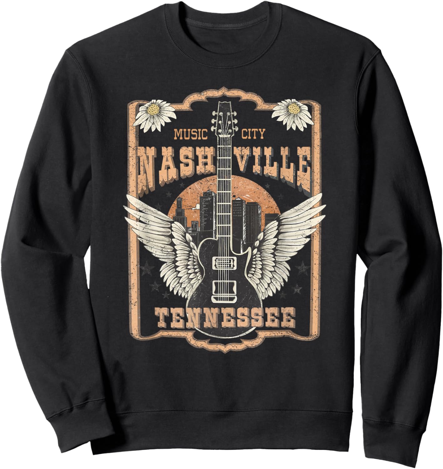Nashville TN Music City Cool Vintage Country Concert , Small, Black Sweatshirt - Sweatshirt | Black