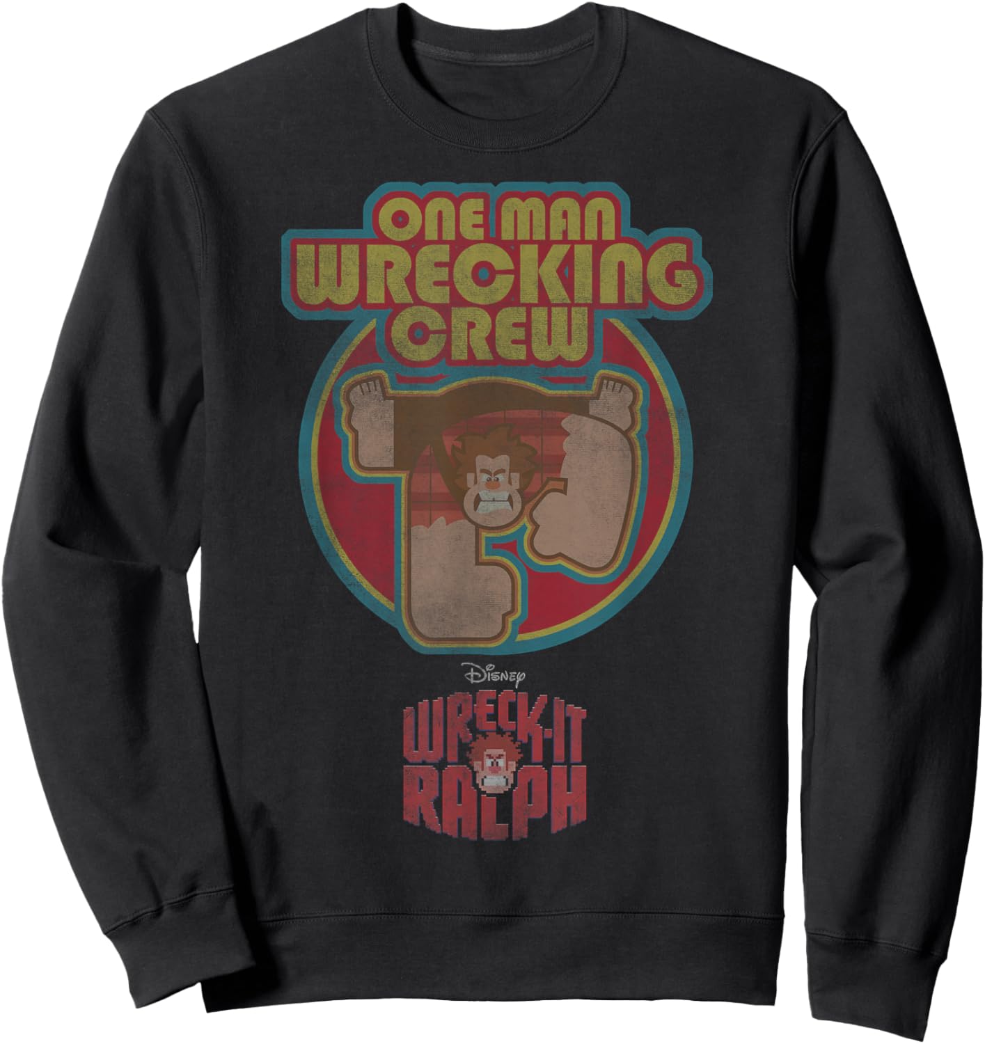 Disney Wreck-It Ralph One Man Wrecking Crew Distressed Sweatshirt - Sweatshirt | Black