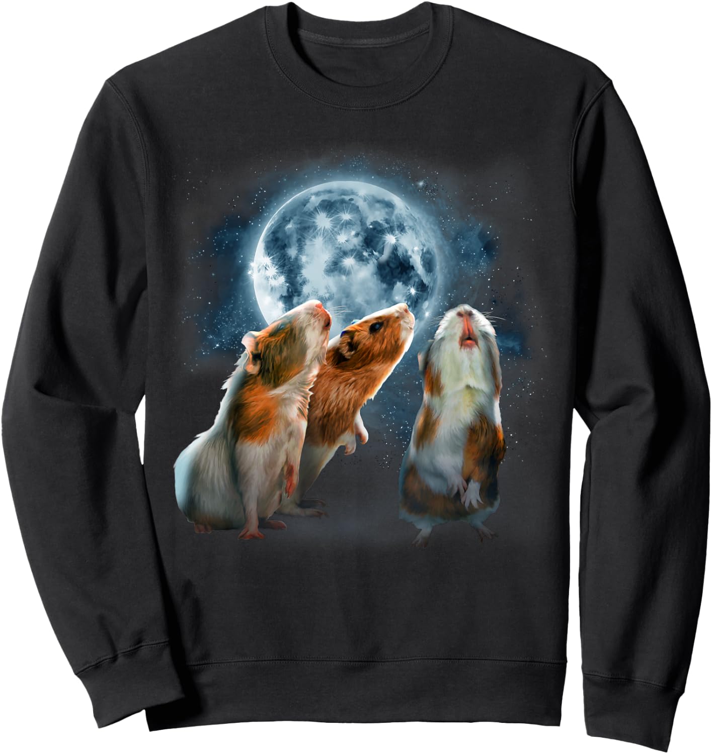 Guinea Pigs Howling at the Moon Shirt - Funny Guinea Pig Sweatshirt - Sweatshirt | Black