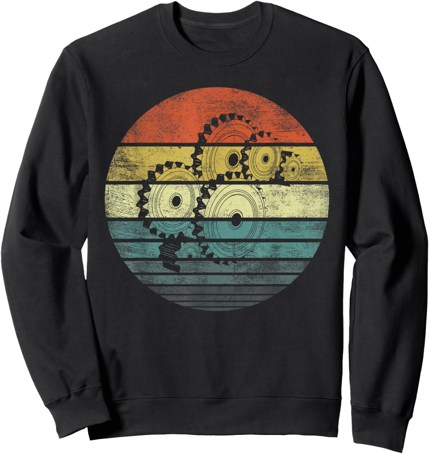 Mechanical Engineer Gifts Funny Retro Cogs Engineering Gear Sweatshirt - Sweatshirt | Black