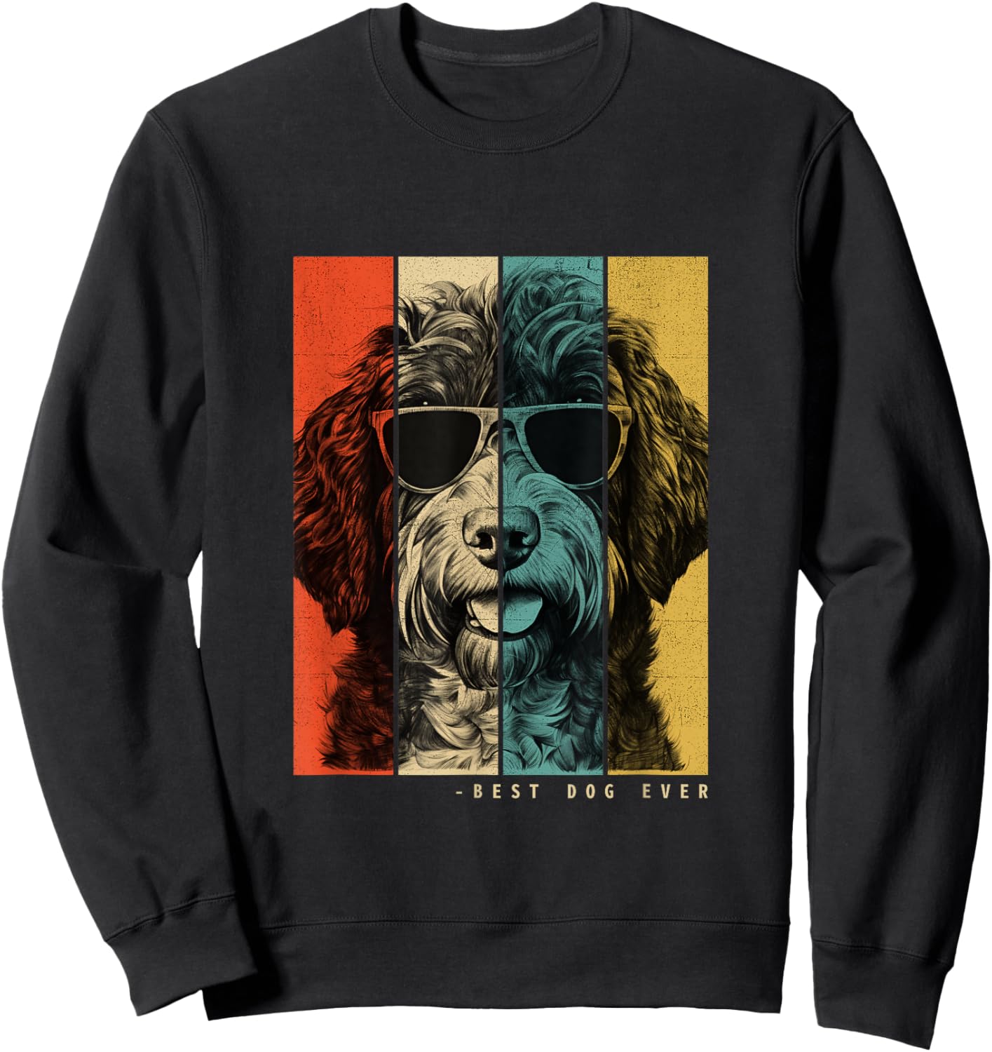 Vintage Bordoodle Dog Mom Dad Kids Men Women Sweatshirt - Sweatshirt | Black