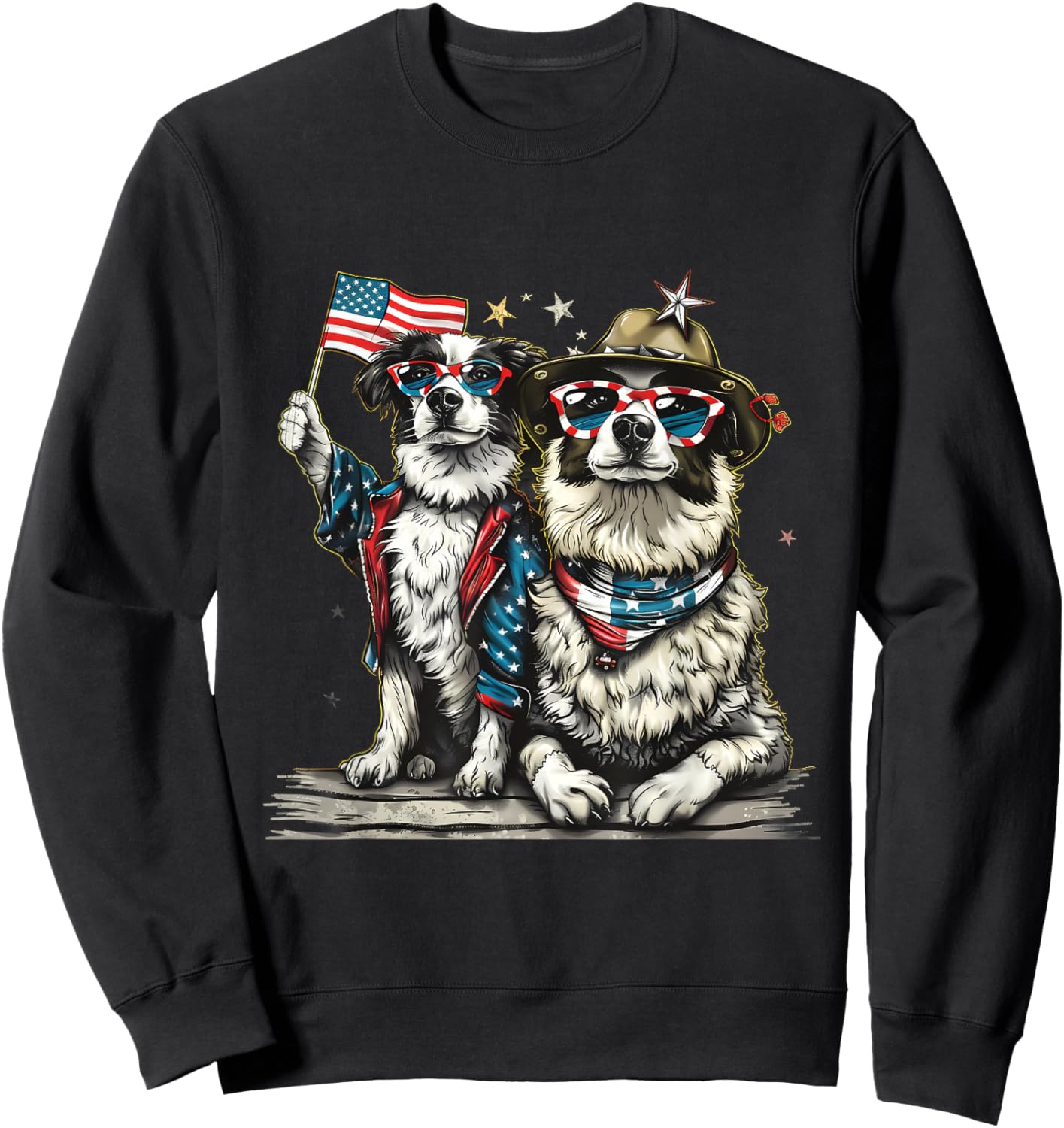 4th Of July Dog Fourth Of July American Flag Patriotic USA Kids Men Sweatshirt - Sweatshirt | Black
