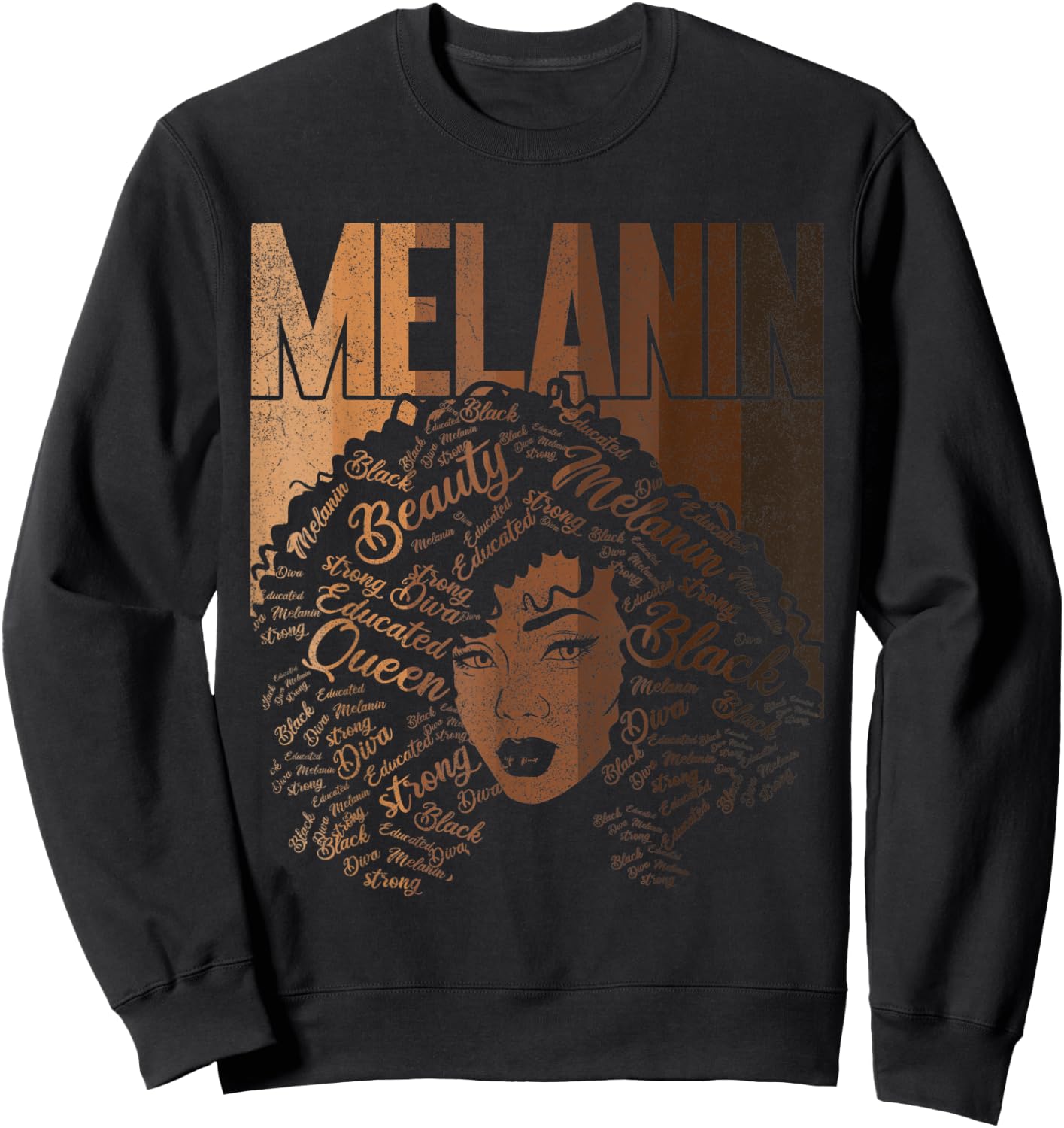 Black Melanin Queen Apparel, African American Afro Women Sweatshirt - Sweatshirt | Black
