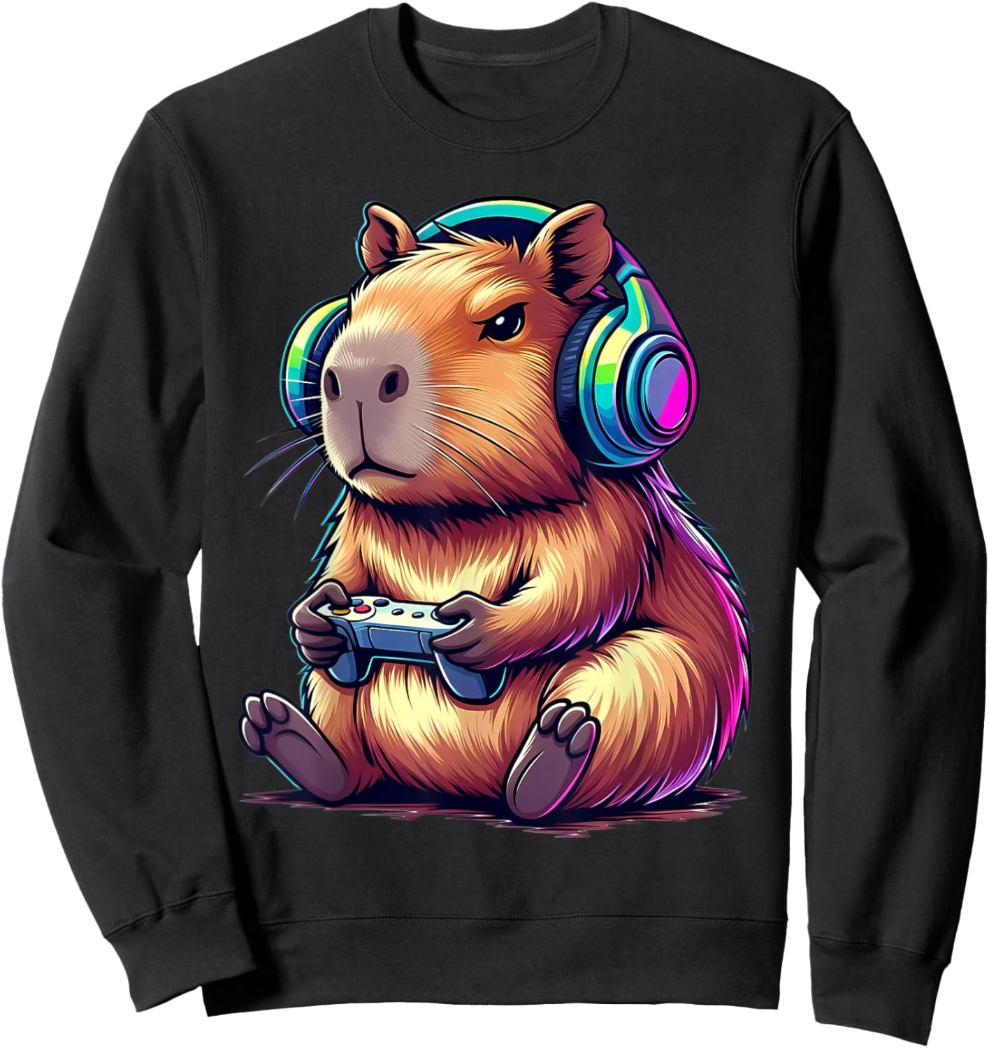 Lustiges Capybara Gamer süßes Videospiel Capybara Tierdesign Sweatshirt - Sweatshirt | Black