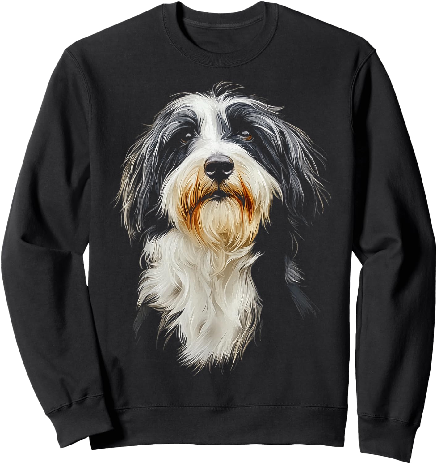 Bearded Collie Dog Motif Pet Illustration Bearded Collie Sweatshirt - Sweatshirt | Black