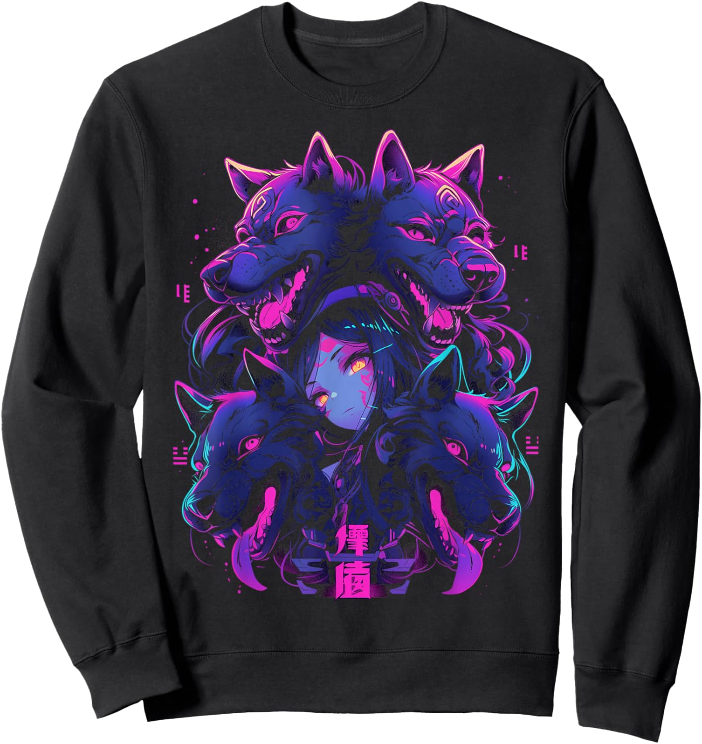 Anime Manga Cyberpunk Aesthetic Techwear Harajuku | Wolf Sweatshirt - Sweatshirt | Black