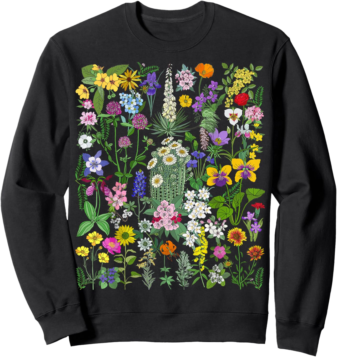 Flower Graphic Wildflower Floral Gardening Small Sweatshirt - Sweatshirt | Black