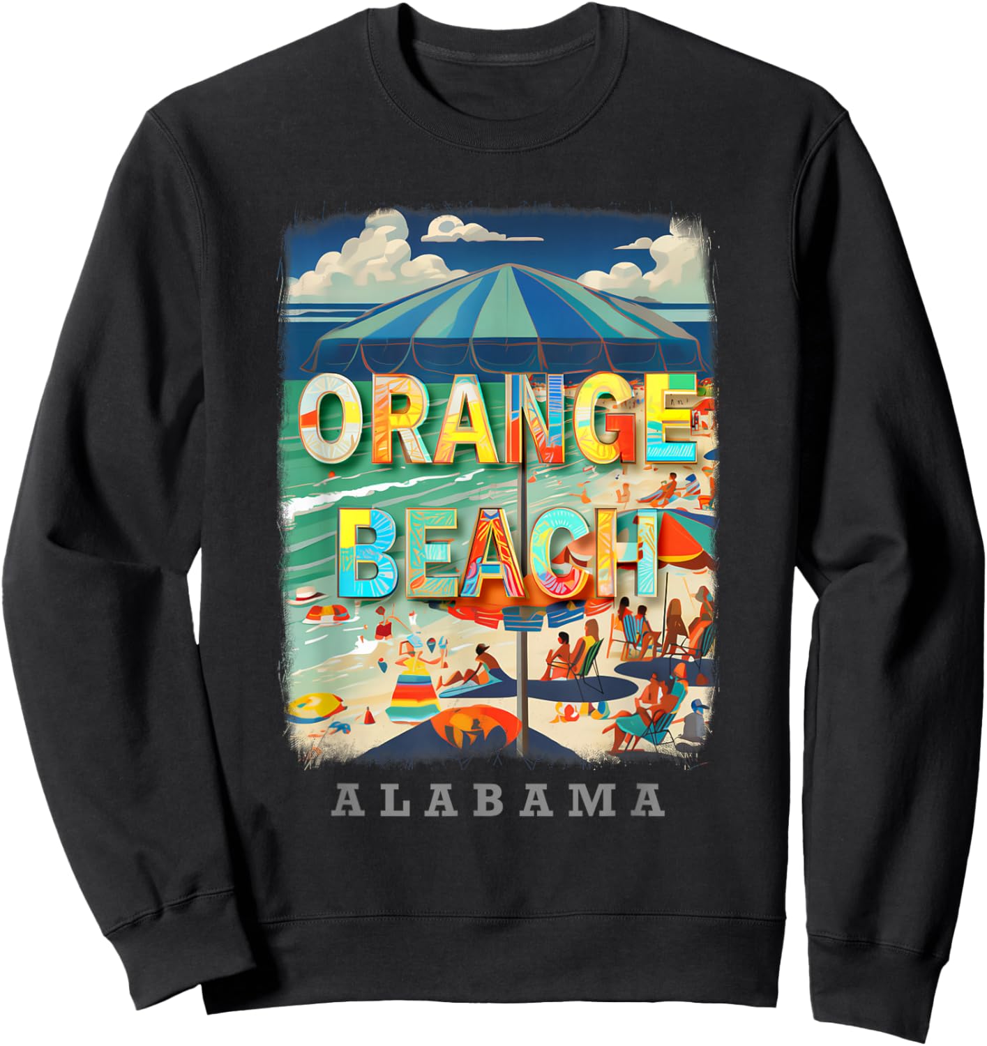 Orange Beach Alabama AL Coastal Charm SD416 Sweatshirt - Sweatshirt | Black