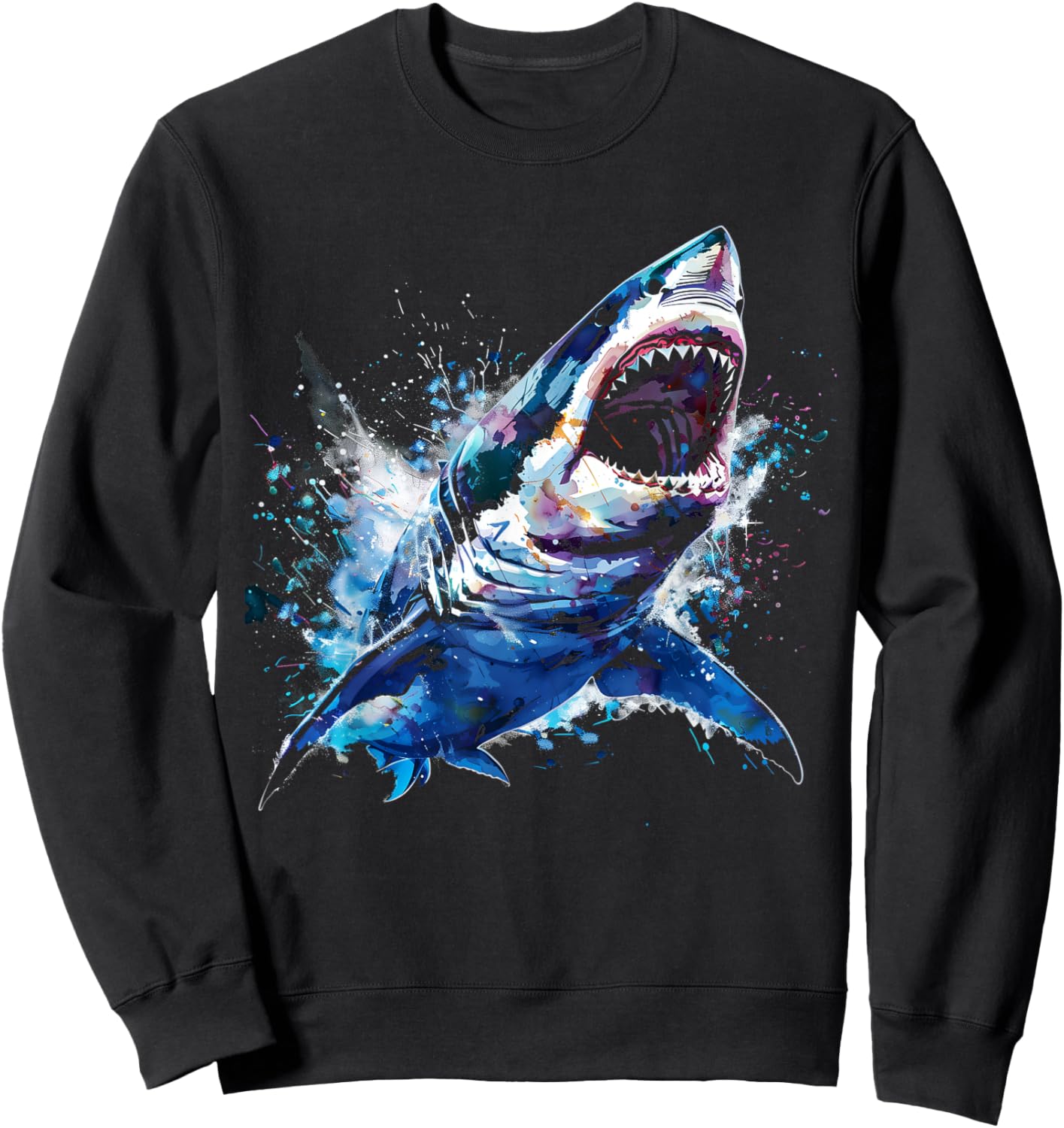 Great White Shark Scuba Diving Fishing Shark Lover Sweatshirt - Sweatshirt | Black
