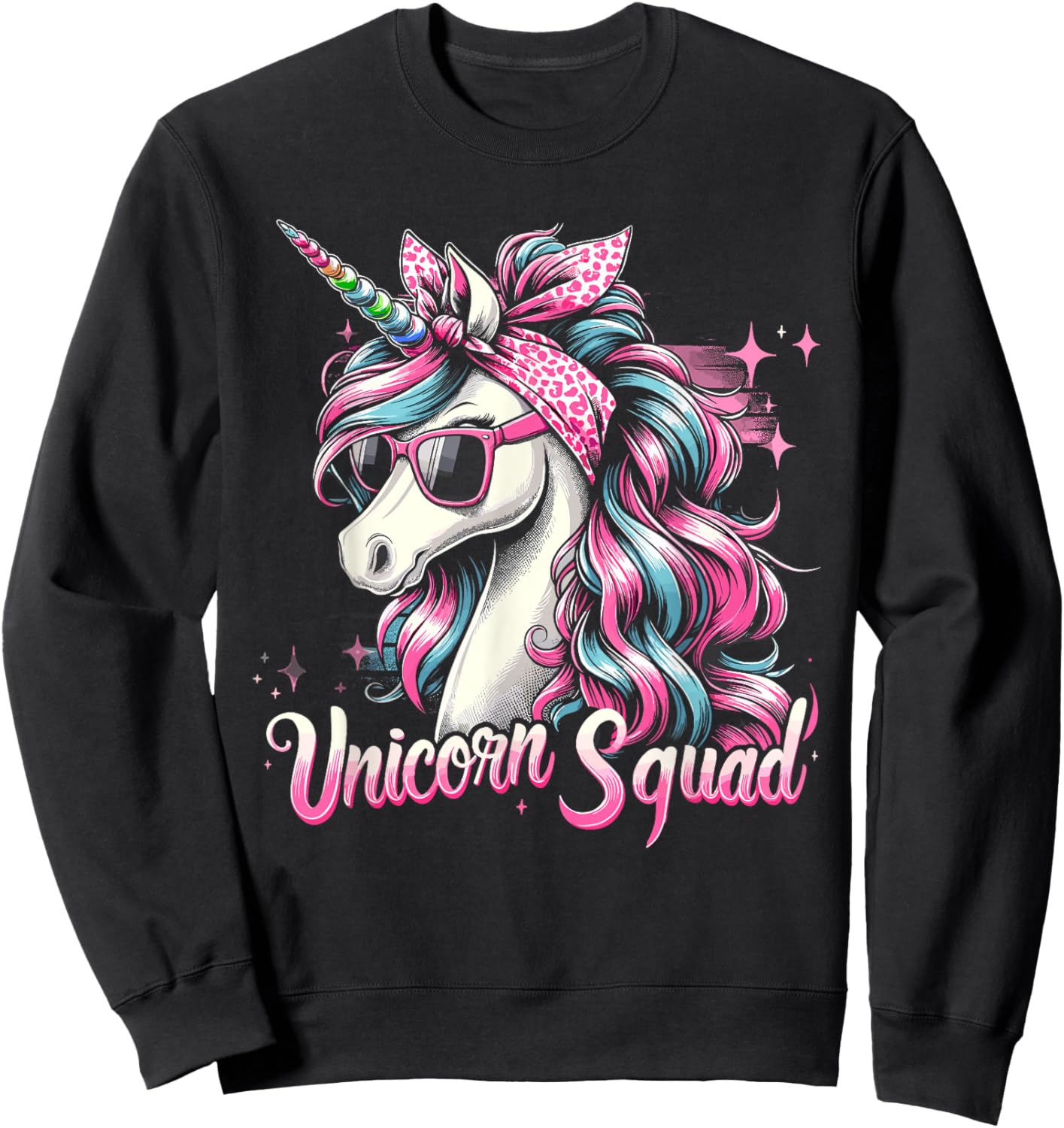Unicorn Squad - Graceful Unicorn with leopard Bandana Sweatshirt - Sweatshirt | Black