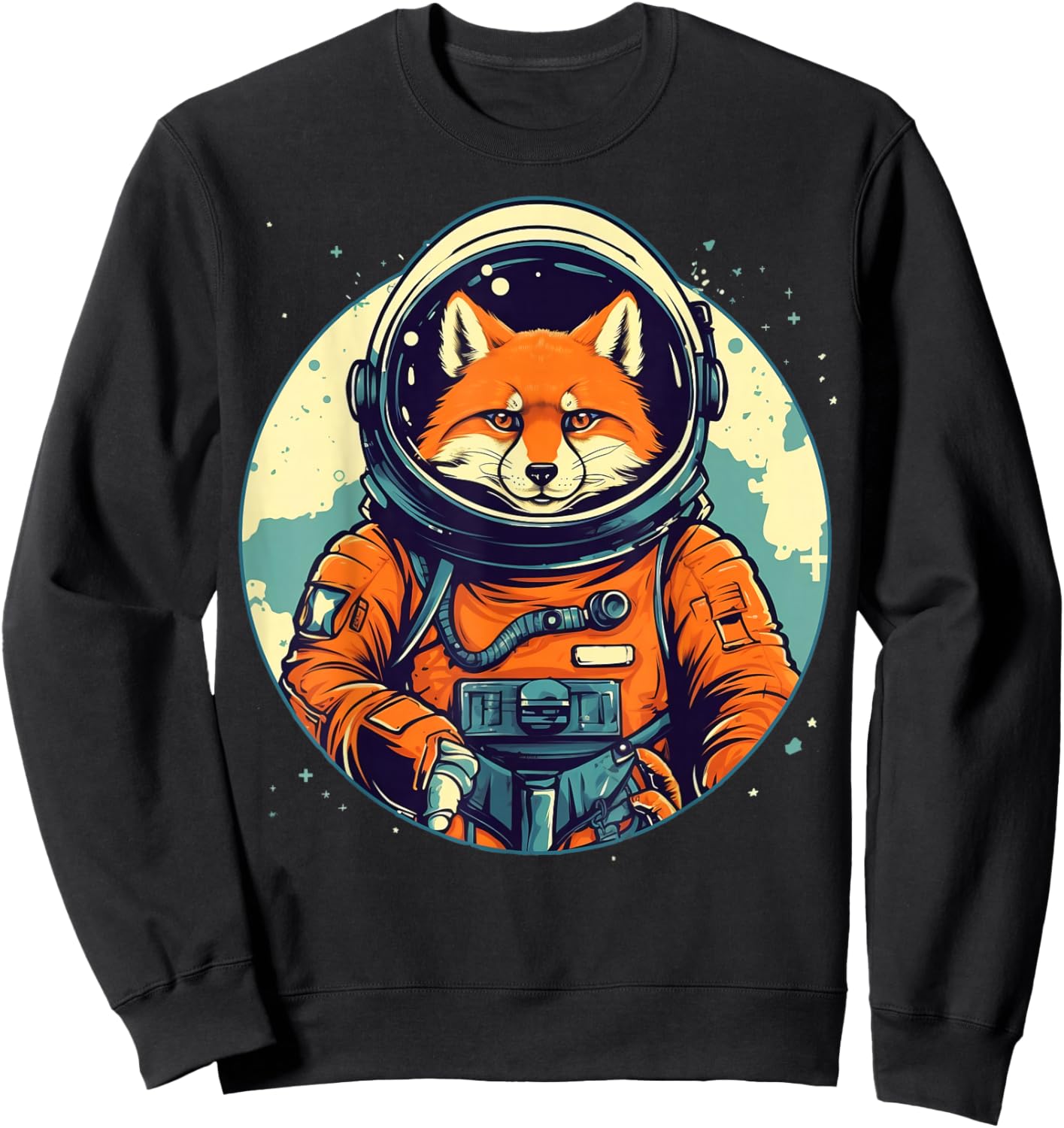 Outer Space Fox on Galaxy Astronaut Fox Sweatshirt - Sweatshirt | Black