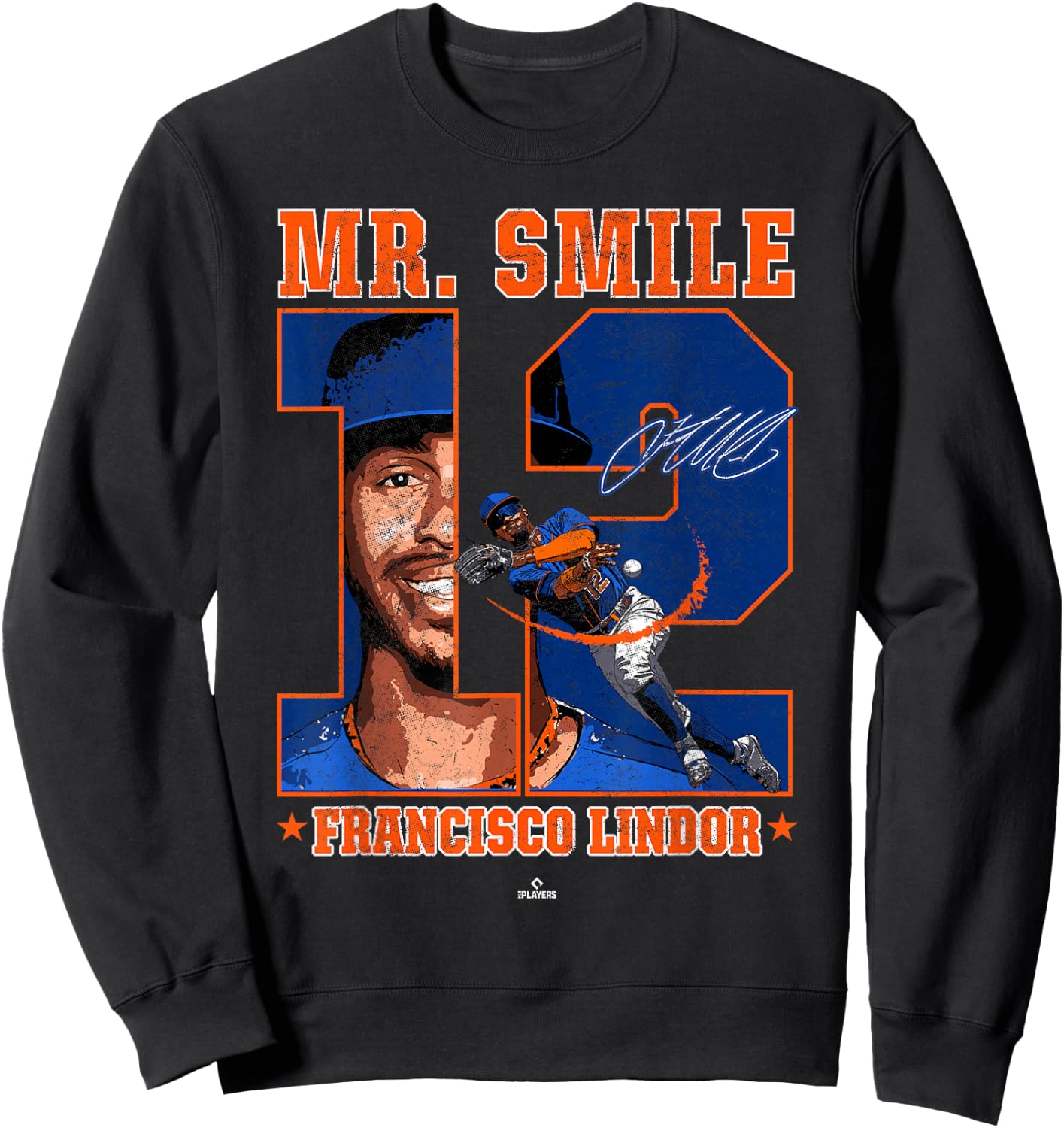 Mr. Smile Francisco Lindor Paquito New York MLBPA Sweatshirt - Sweatshirt | Black