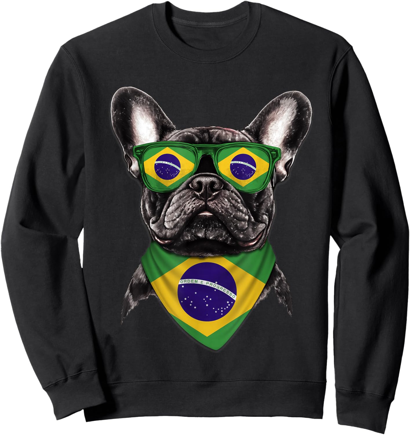 Brazilian Flag American French Bulldog Heritage Brazil Sweatshirt - Sweatshirt | Black