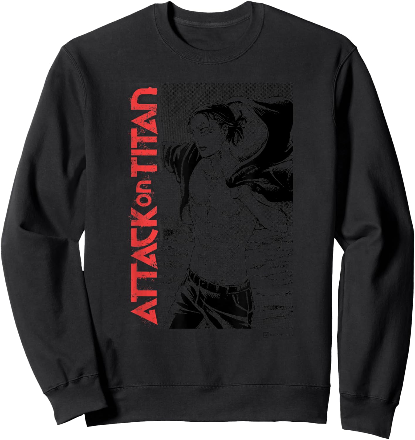 Attack on Titan Eren Yeager Manga Style Shirtless Portrait Sweatshirt - Sweatshirt | Black