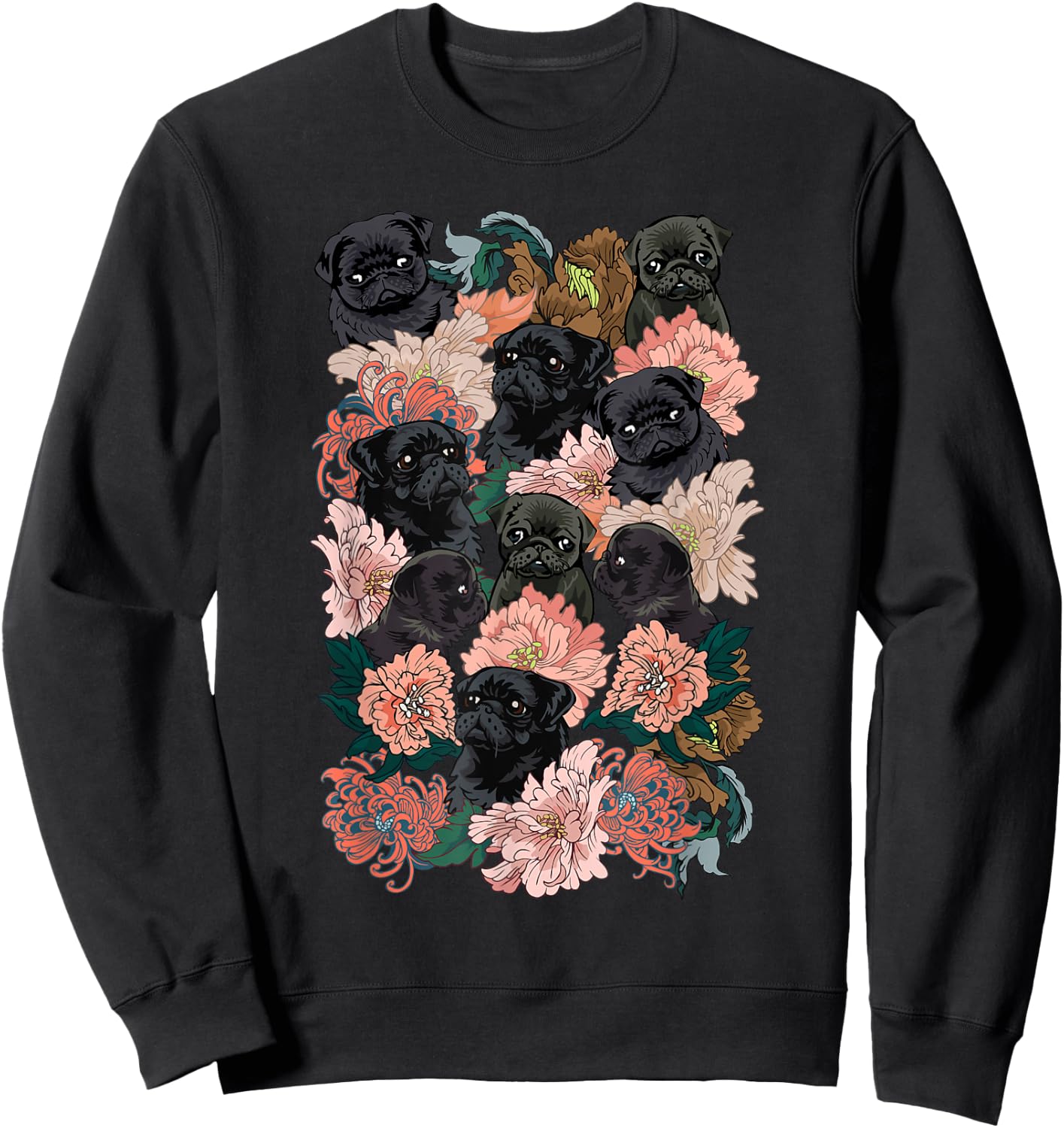 Because Black Pug Sweatshirt - Sweatshirt | Black