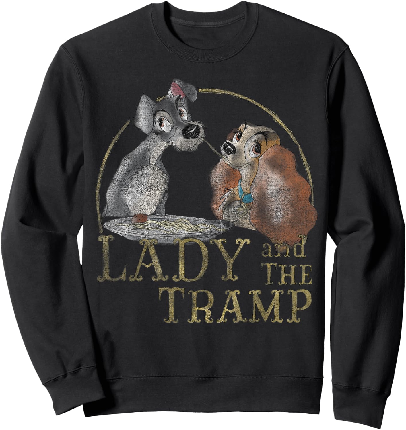 Disney The Lady and The Tramp Eating Spaghetti Sweatshirt - Sweatshirt | Black