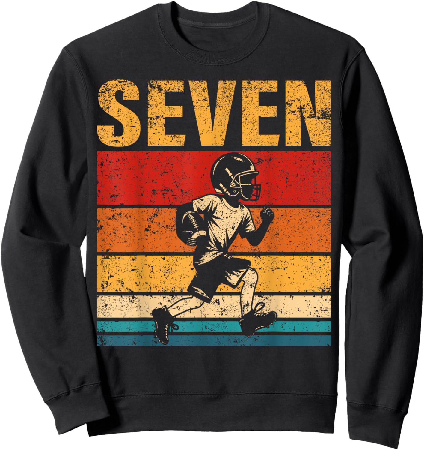 7 Year Old Football Boy Birthday Vintage 7th Birthday Boy Sweatshirt - Sweatshirt | Black