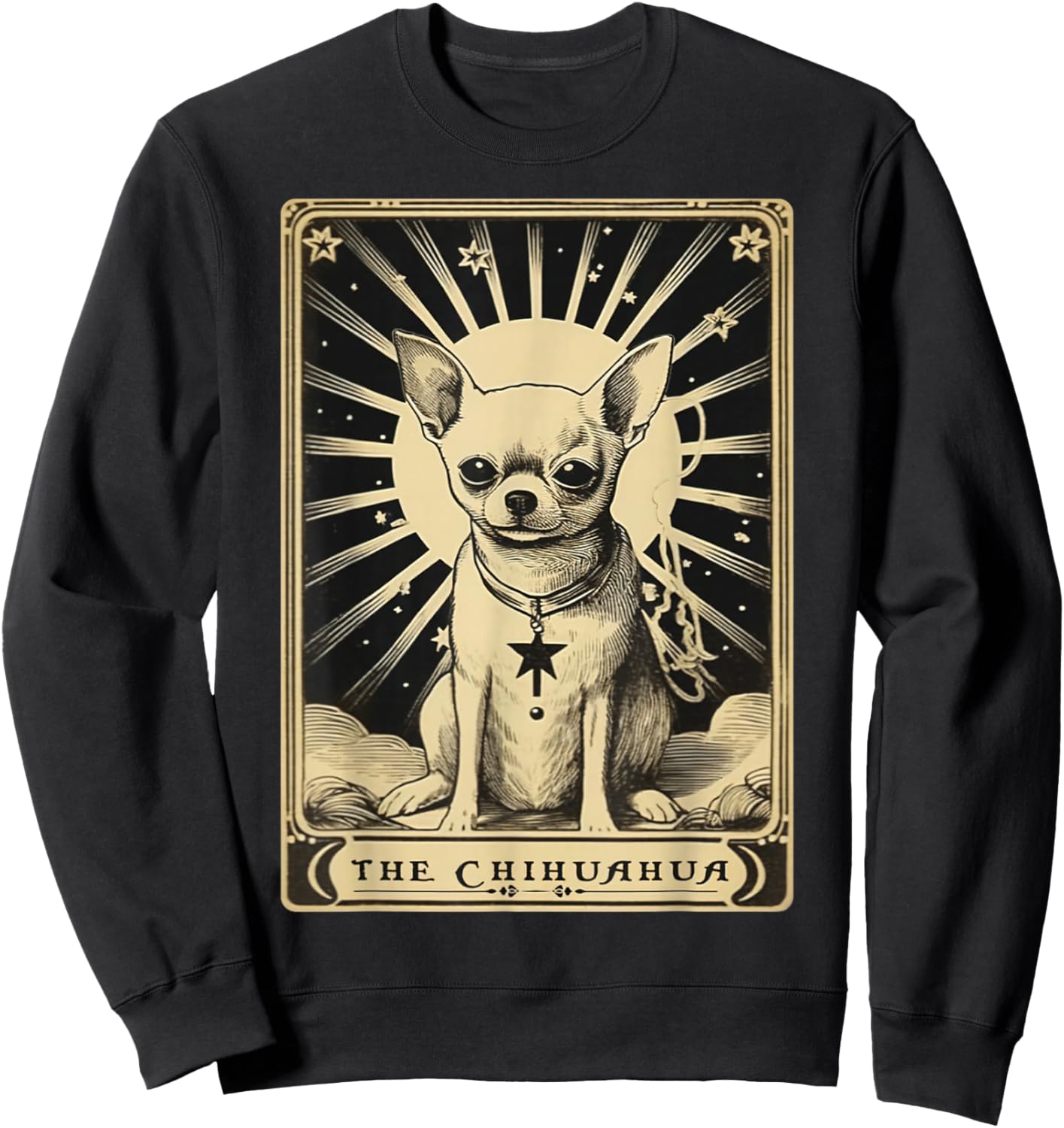 Chihuahua Vintage Tarot Card | Chihuahua Mom Sweatshirt - Sweatshirt | Black