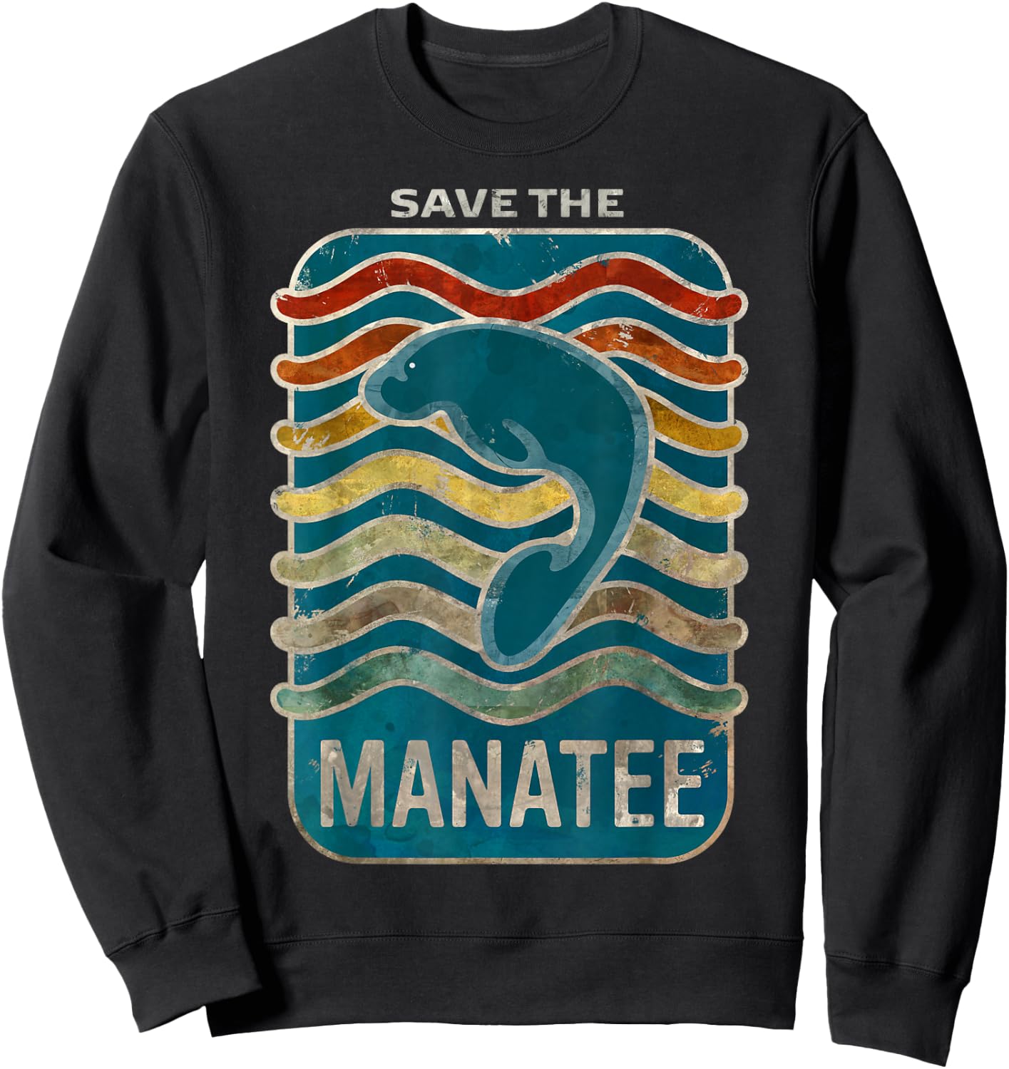 Save the Manatee Retro Vintage Design Sweatshirt - Sweatshirt | Black