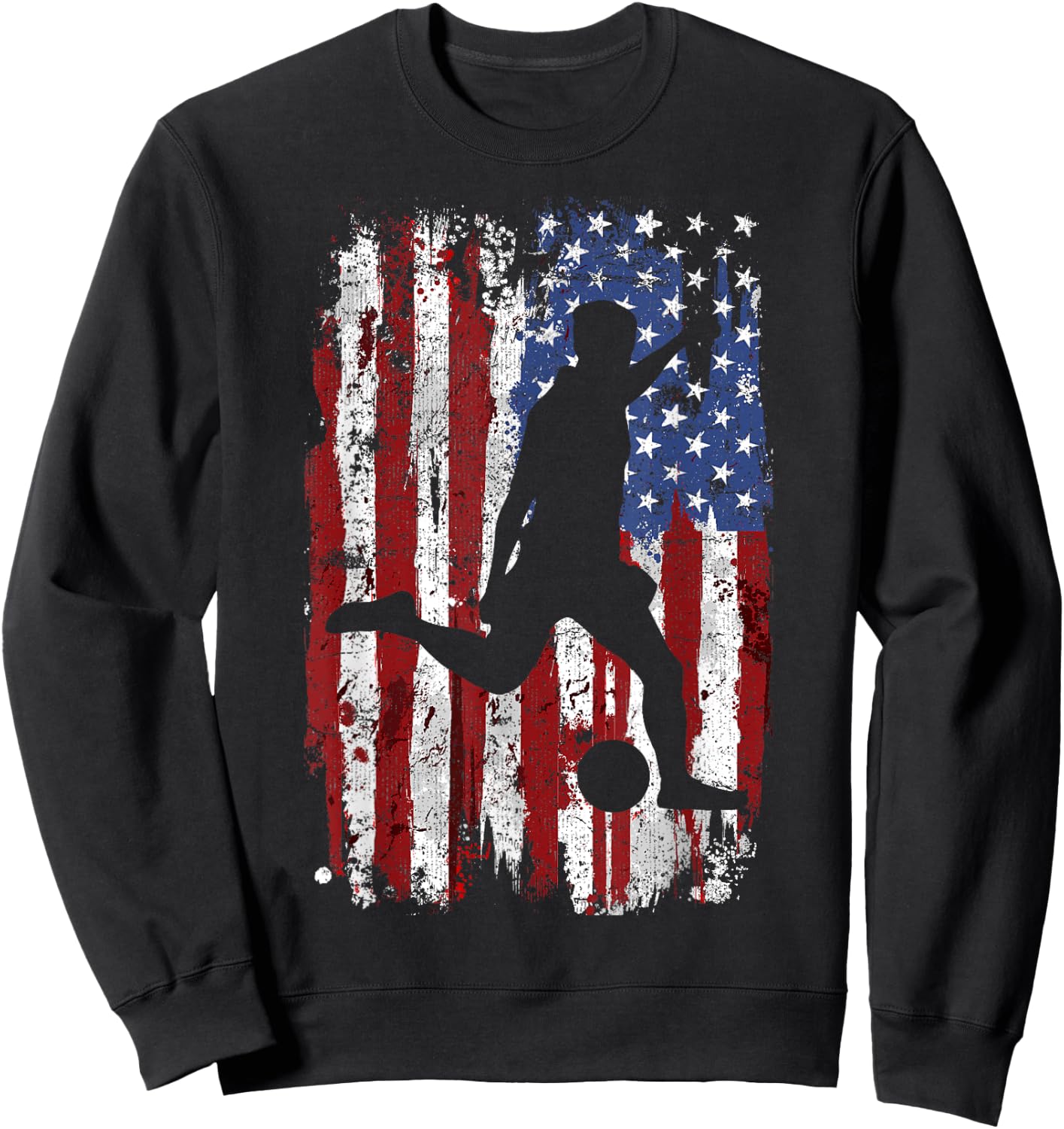 Soccer Vintage USA Flag Sweatshirt - Sweatshirt | Black