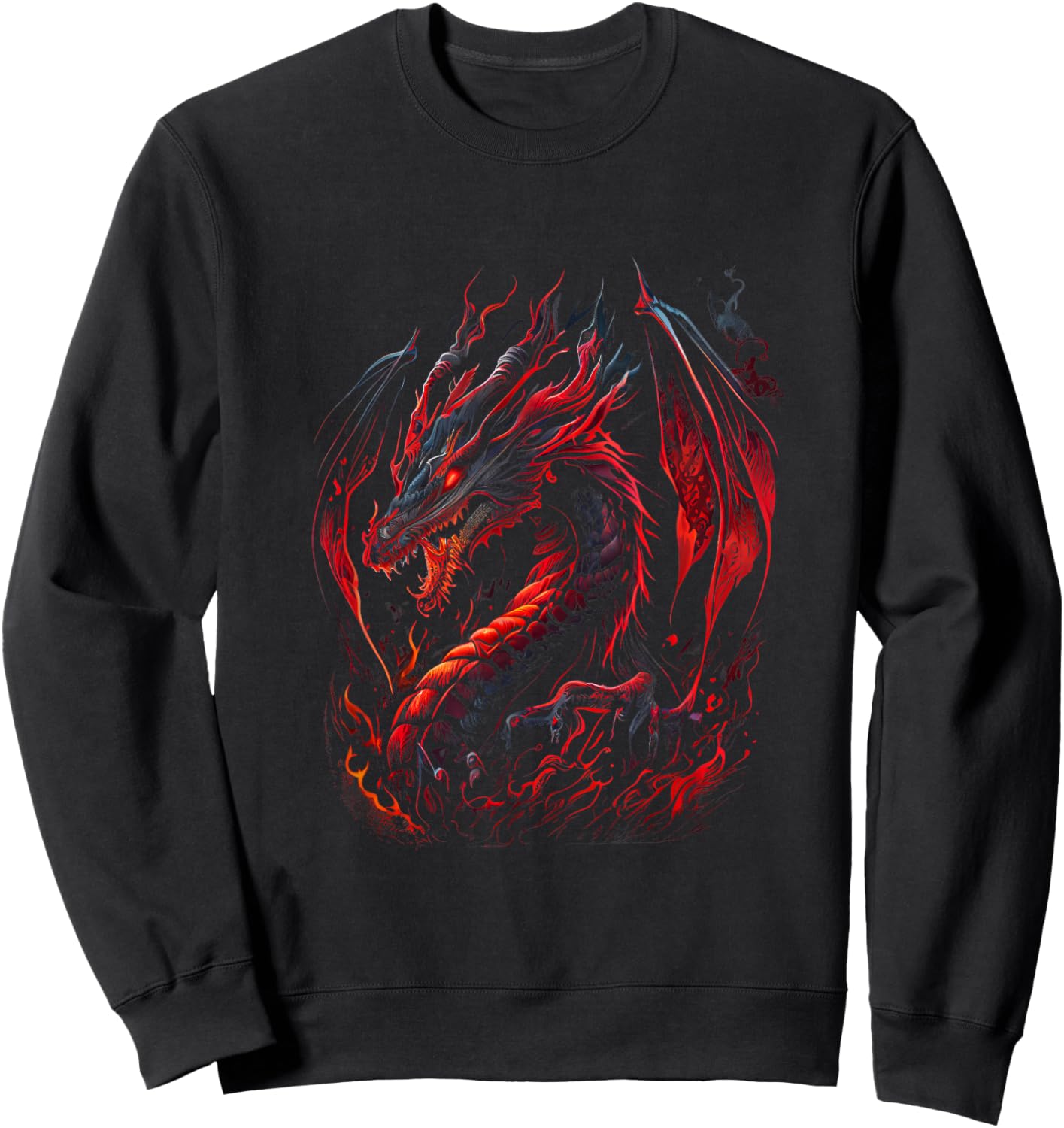 Red Chinese Firedrake Dragon - Dragon Print Art Wear Sweatshirt - Sweatshirt | Black